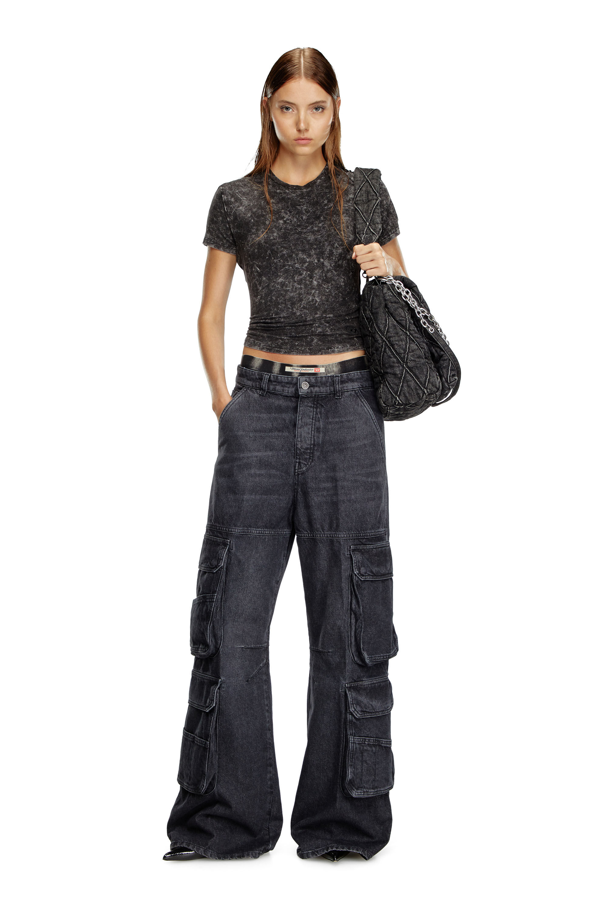 パンツ archive 90s diesel stripe clash denim 1996 D-Sire Women: Low waist, 90's cargo Jeans, Black | Diesel