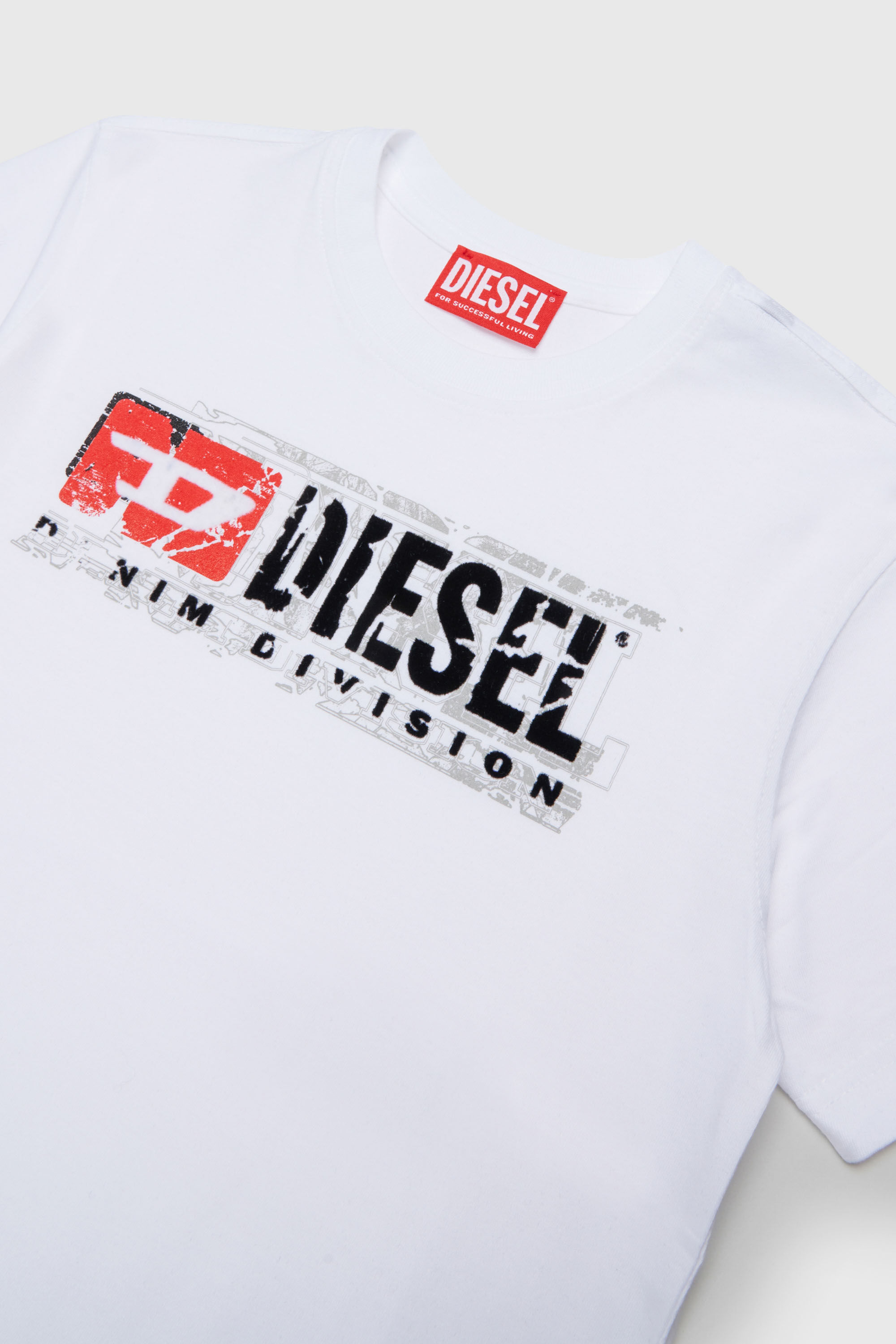 Diesel - TLOMIX, Man's T-shirt with distressed logo print in White - 3