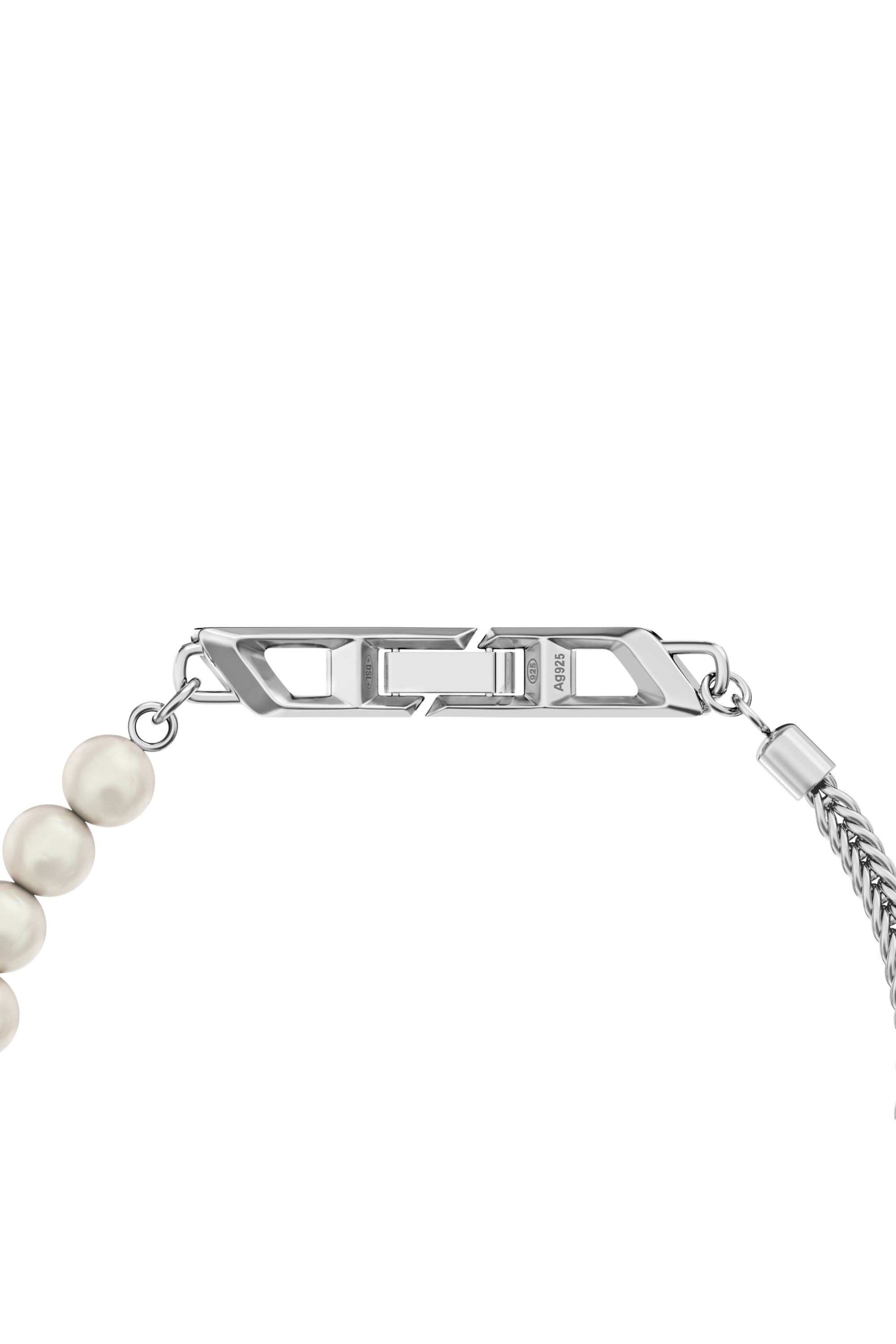 Diesel - DL1368040 STERLING SILVER JEWEL, Unisex's Sterling silver chain and pearl bracelet in Silver - 2