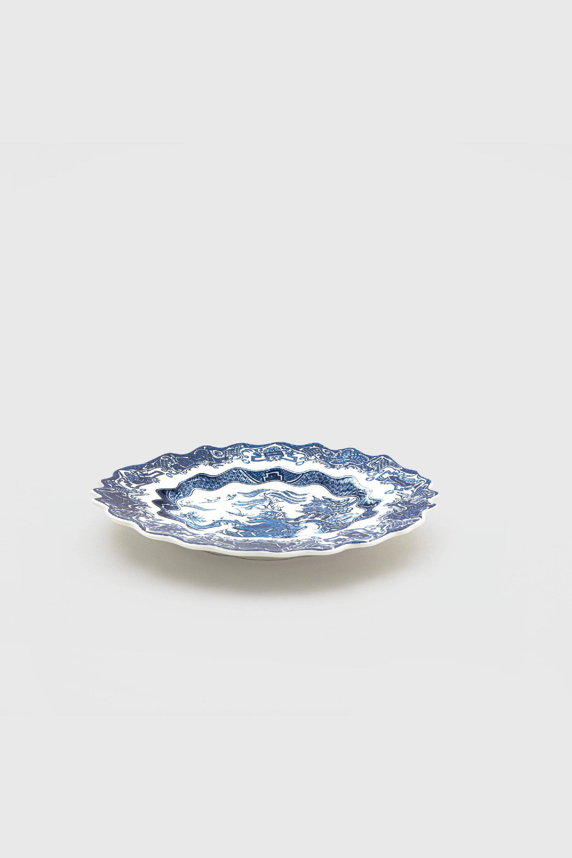 Diesel - 11232 DESSERT PLATE IN PORCELAIN "CLASSI, Unisex's Porcelain dessert plate in White/Blue - 3