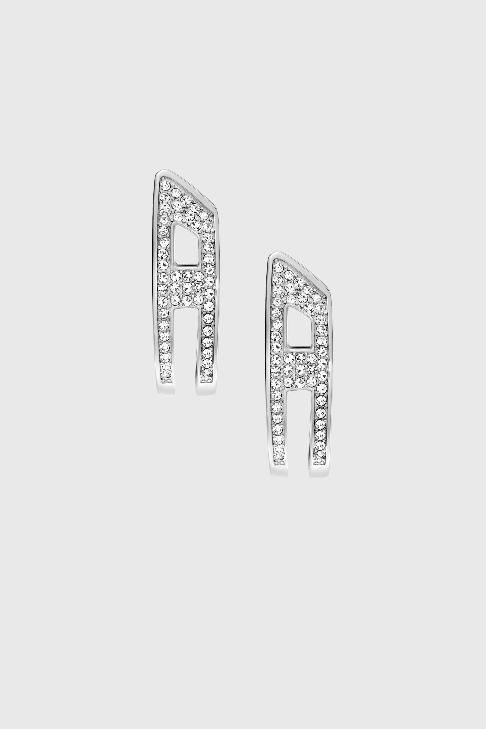 Diesel - DX1739040, Unisex's Stainless steel pave hoop earrings in Silver - 2