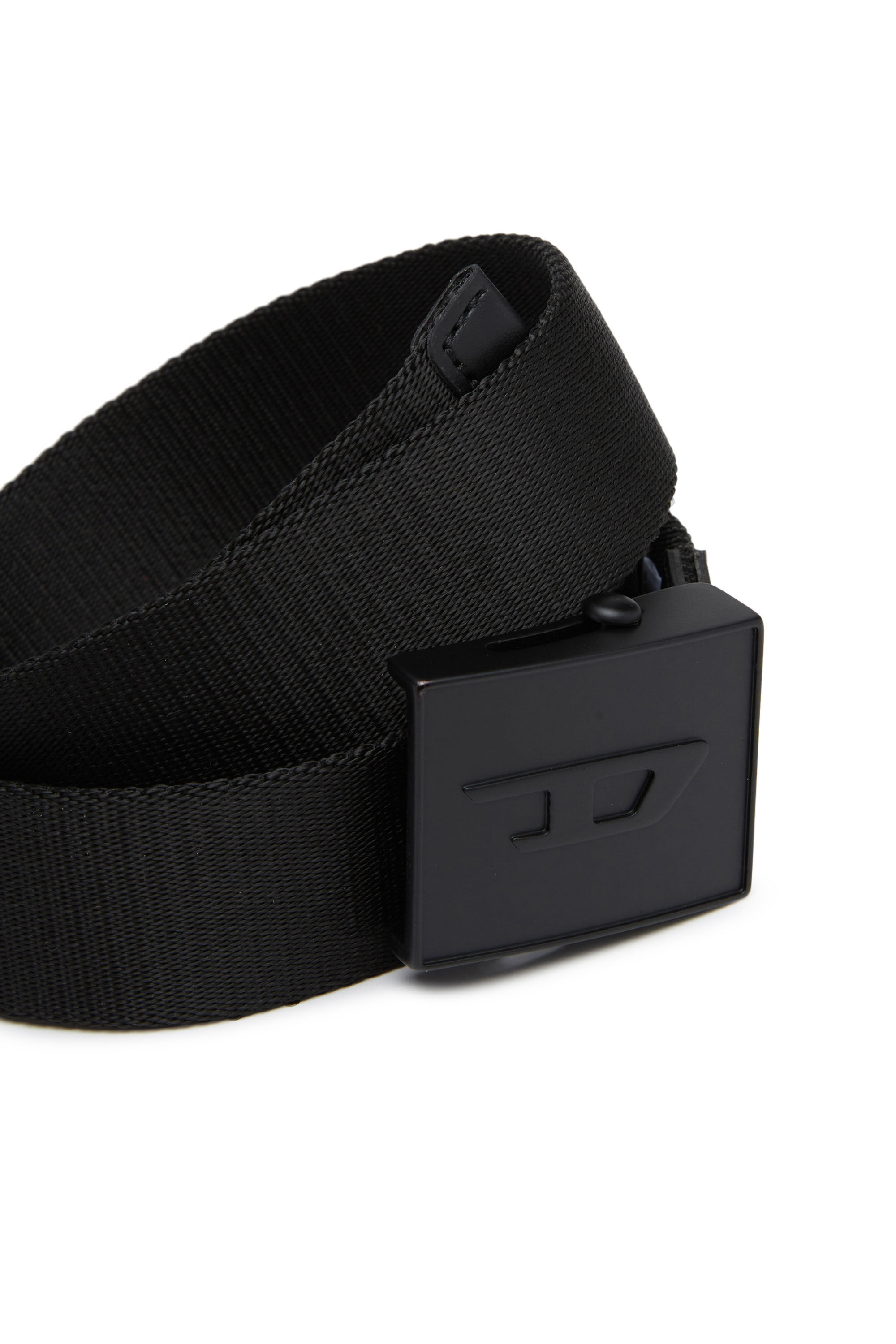 Diesel - B-PLAKUE, Unisex Tape belt with logo buckle in Black - Image 3