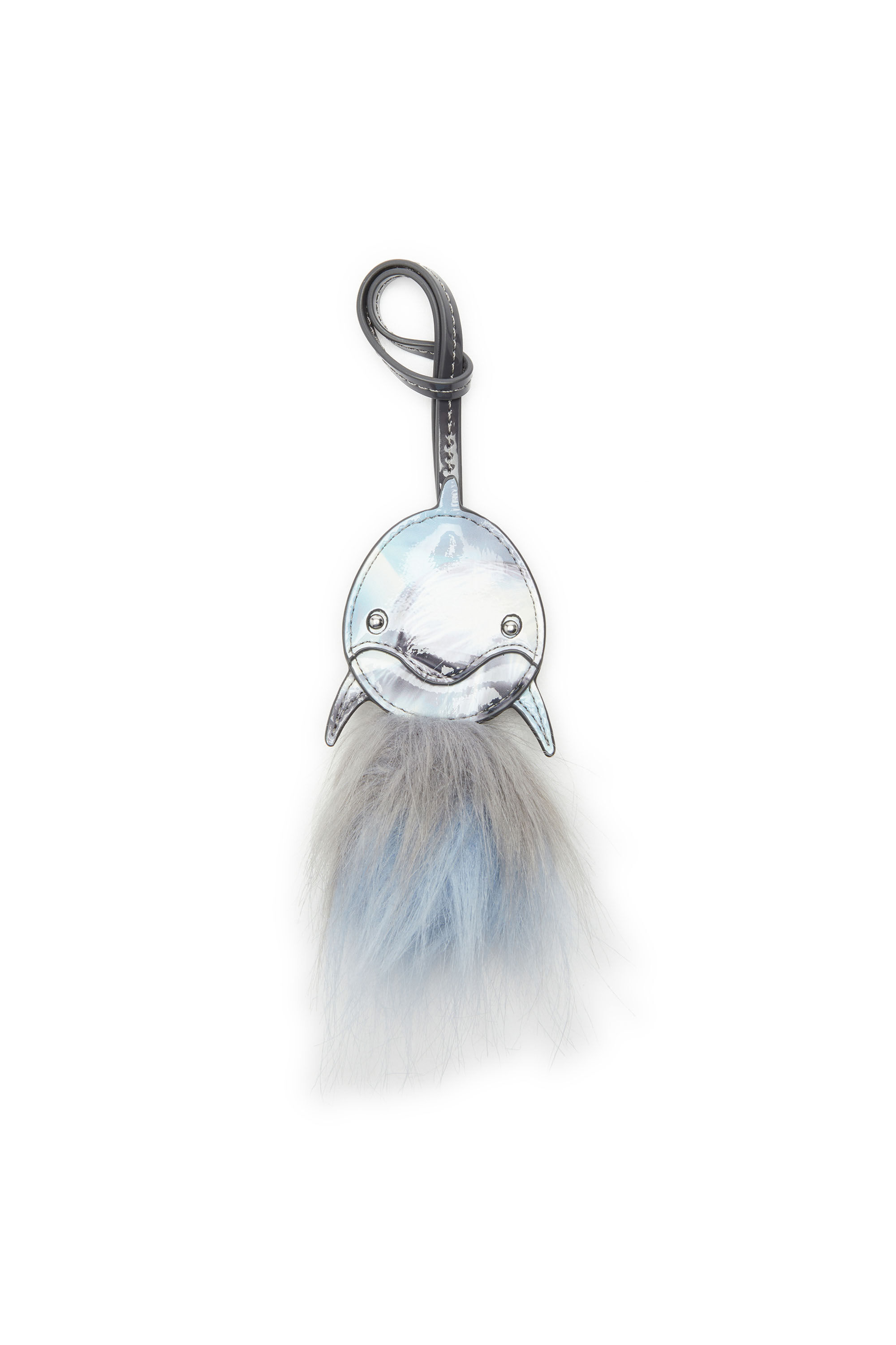 Diesel - FUR CHARMS II, Woman's Dolphin bag charm with fluffy tail in Azure - 5
