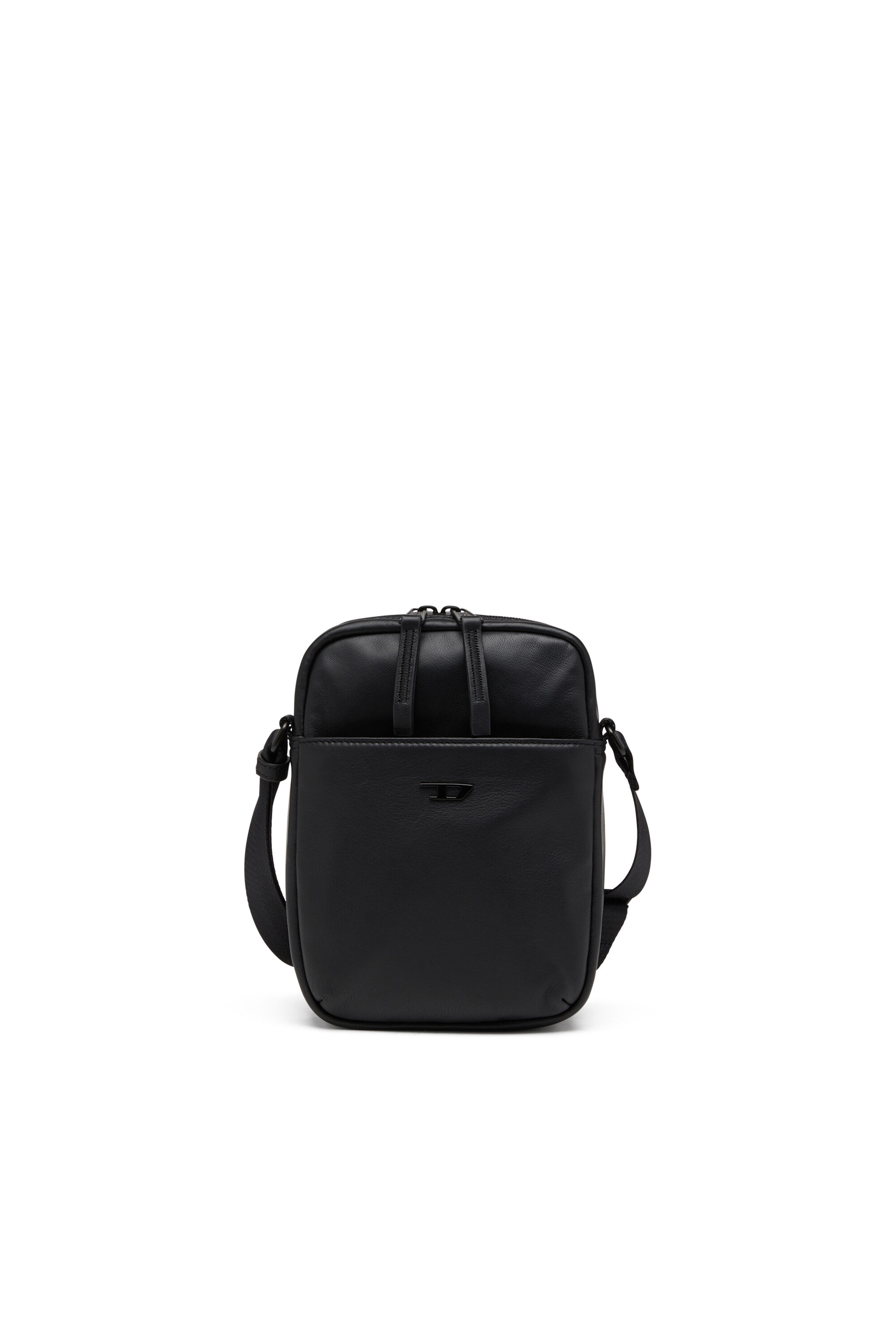 Men's Rave-Leather crossbody bag with tonal metal D | Black | Diesel