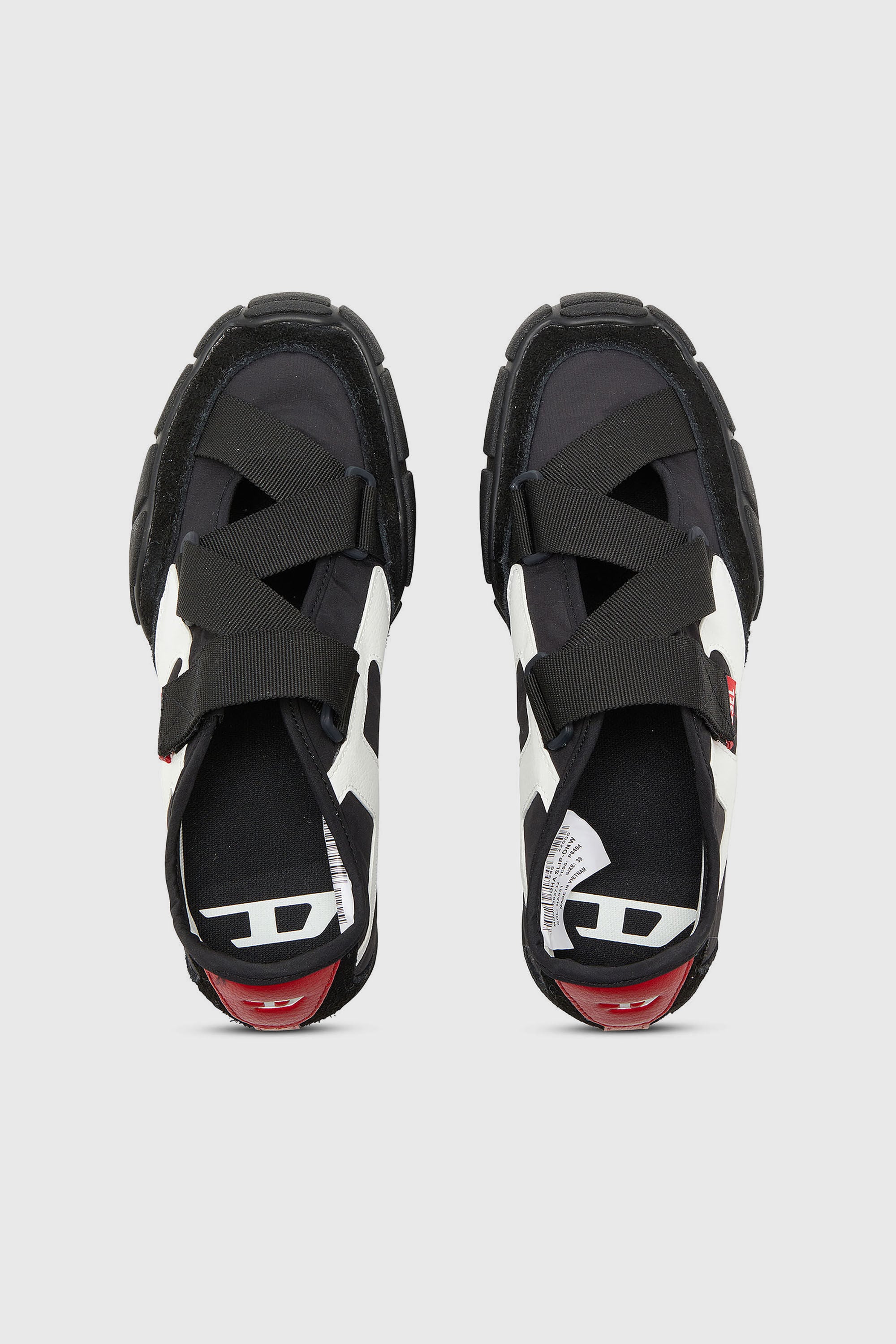 Diesel - S-PAGODHA SLIP-ON W, Woman's S-Pagodha-Tongue-free strap sneakers in ripstop in Black/White - 4