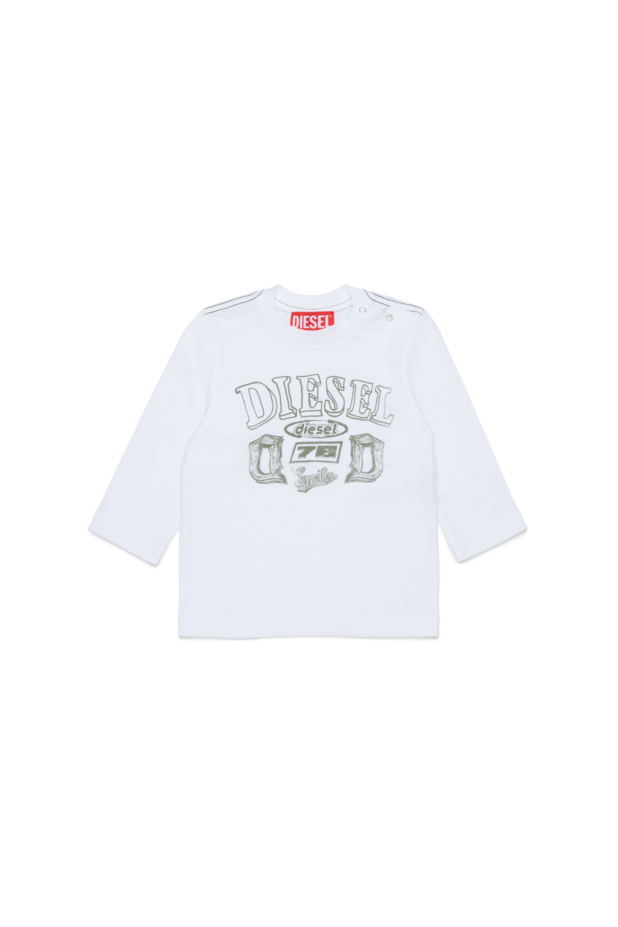 Diesel - TBANB, Man's Long-sleeve T-shirt with logo print in White - 1