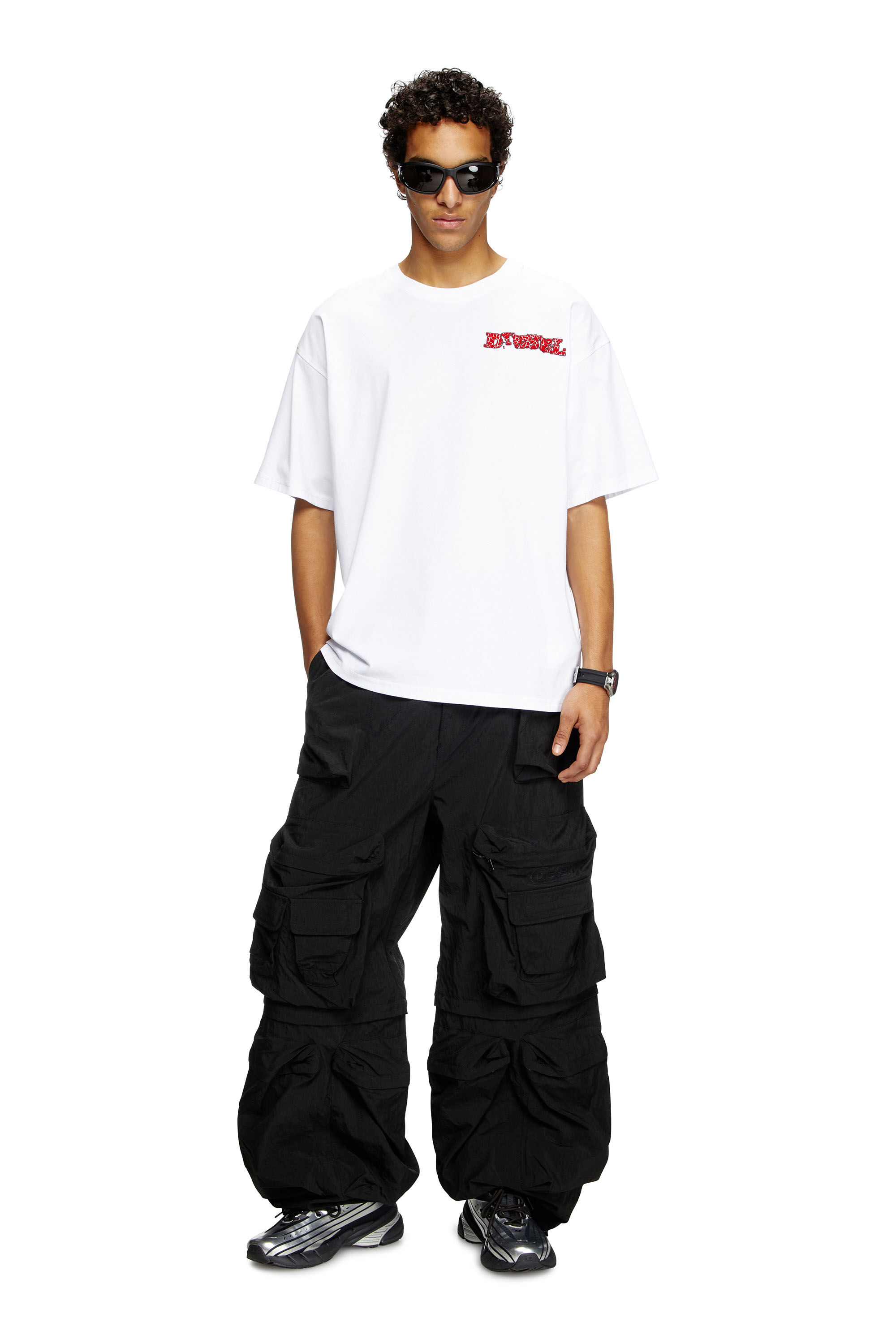 Diesel - T-BOXT-R20, Man's T-shirt with puffy flocked logo in White - 1