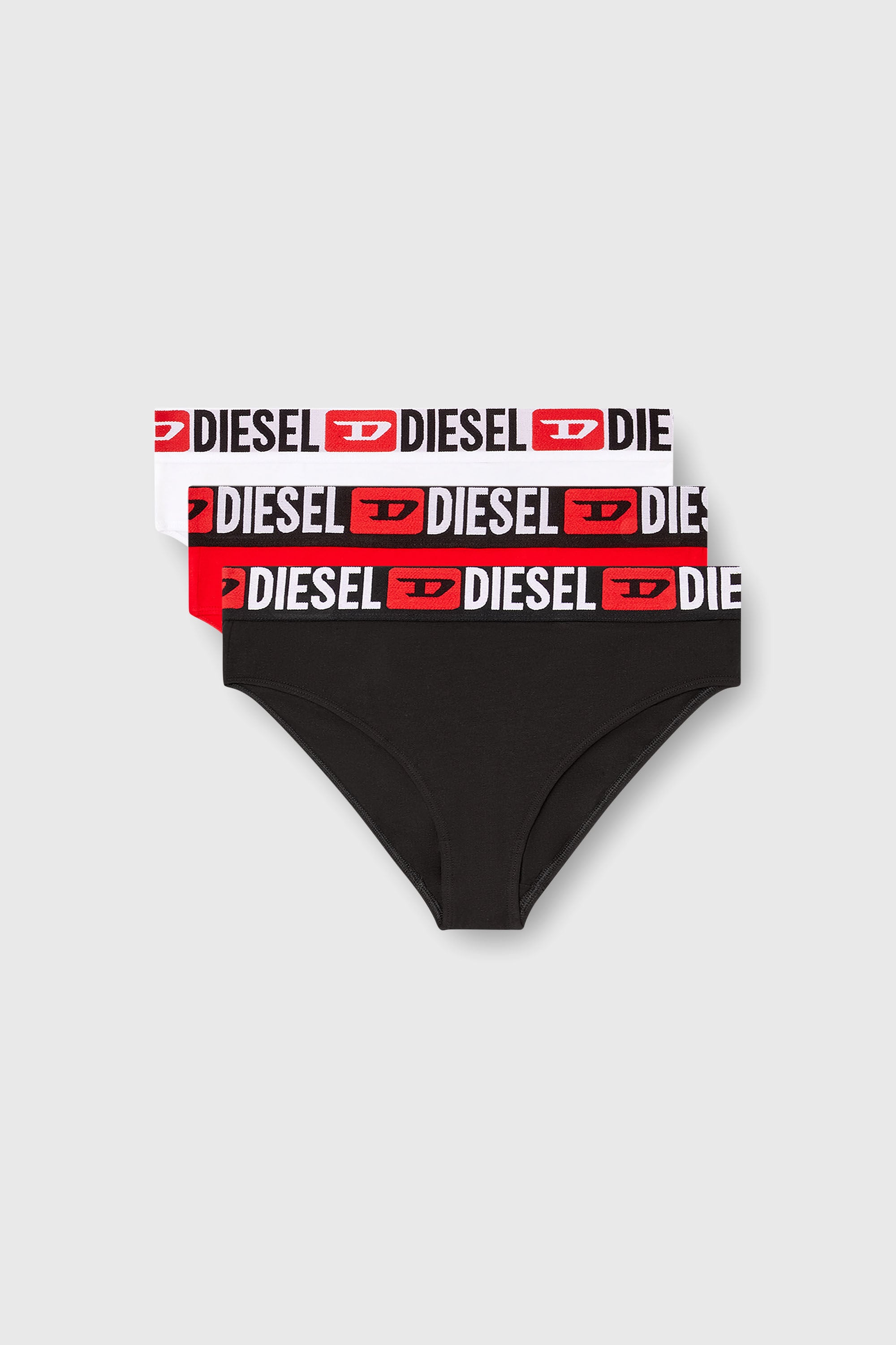 Diesel - SAM-D-CORE-3PACK, Woman's Three-pack briefs with maxi-logo waist in Red/Black - 2