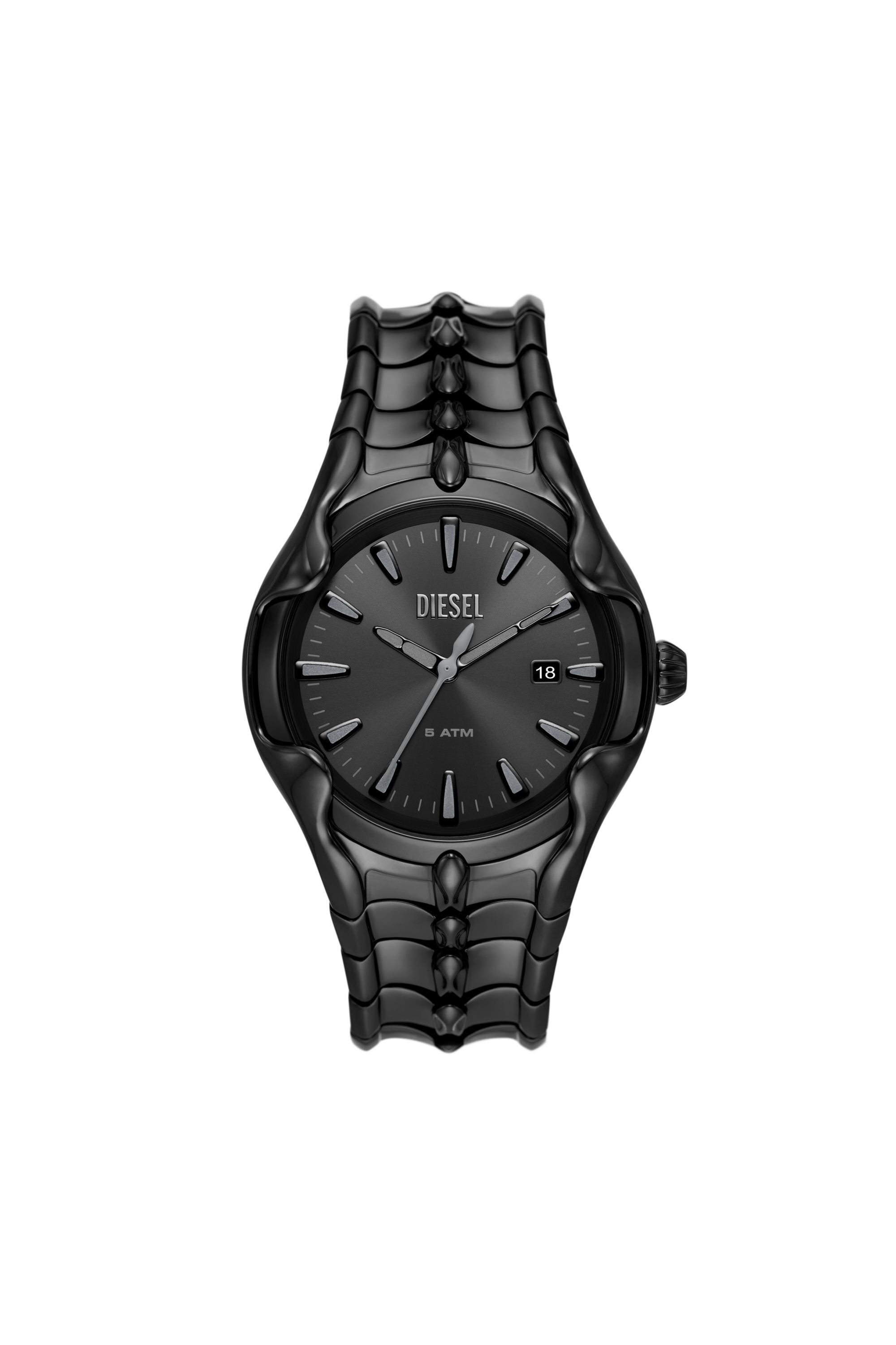 Men's Vert Three-Hand Date Black Stainless Steel Watch | Black