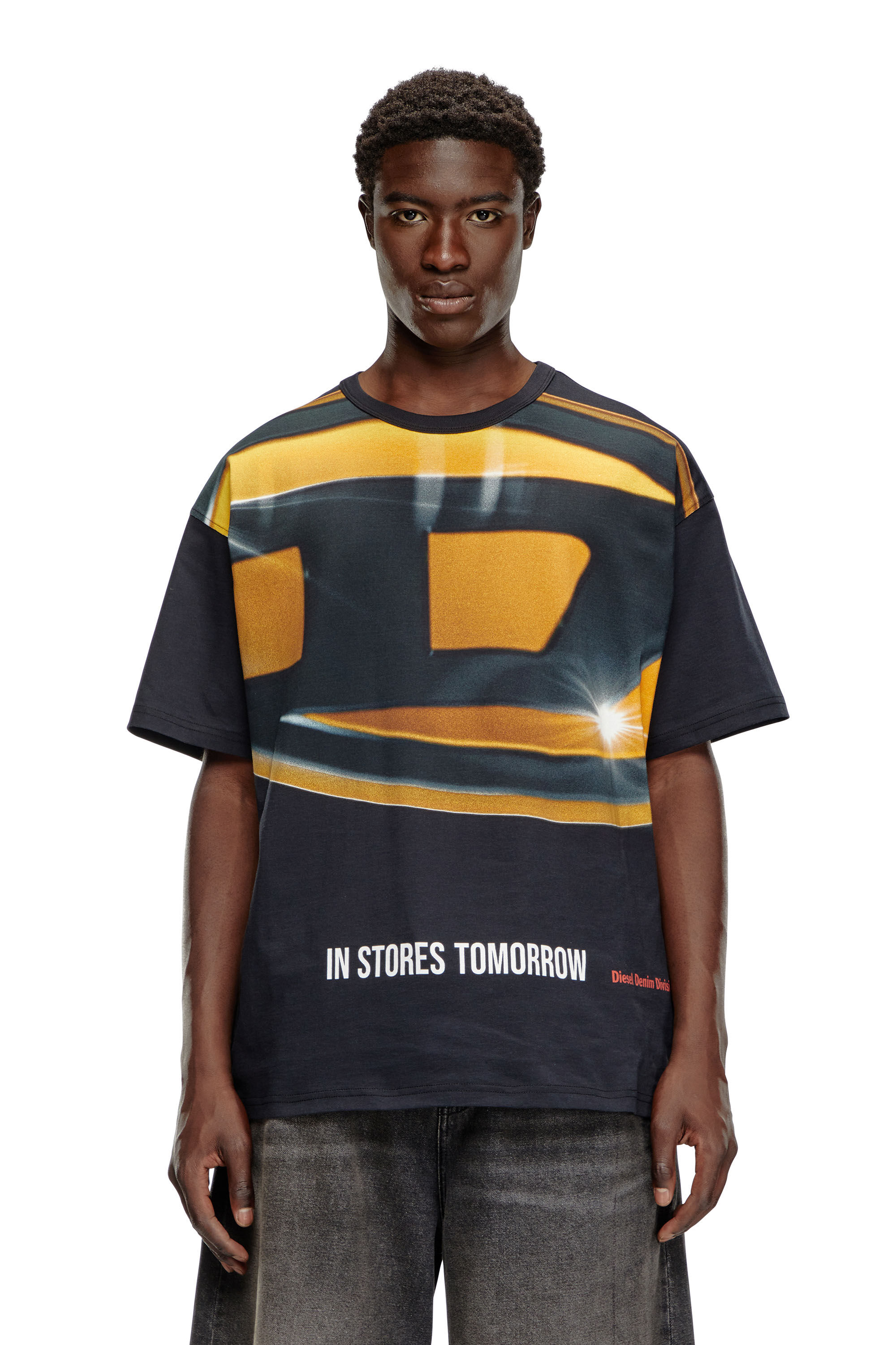 Men s heavyweight oversized graphic T shirt Black Diesel