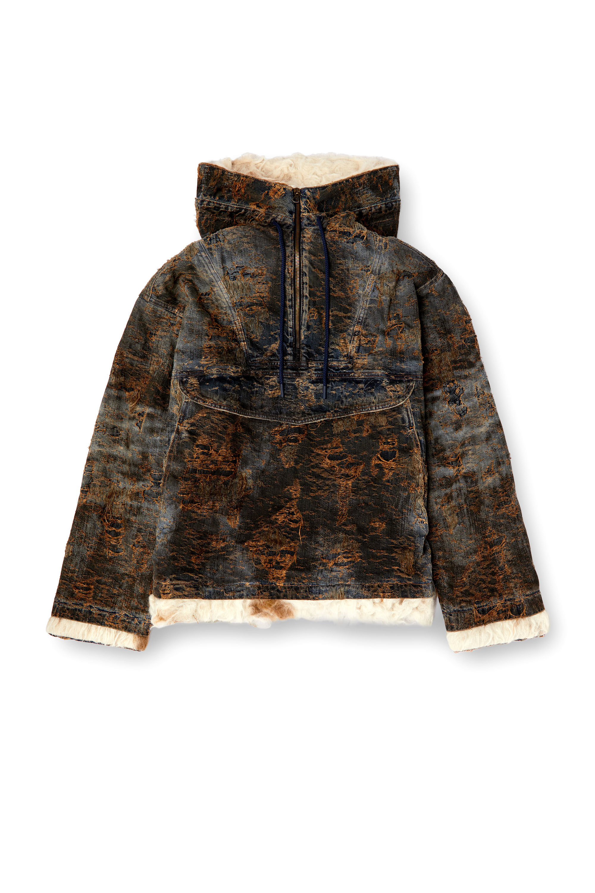 Women's Anorak in coated jacquard denim | Multicolor | Diesel