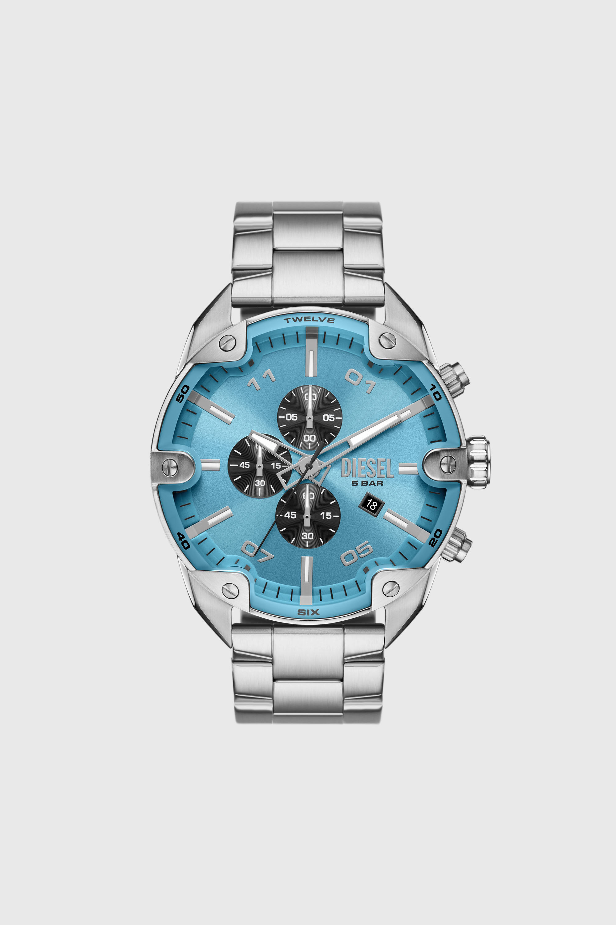 Men's Spiked chronograph stainless steel watch | Silver | Diesel RO