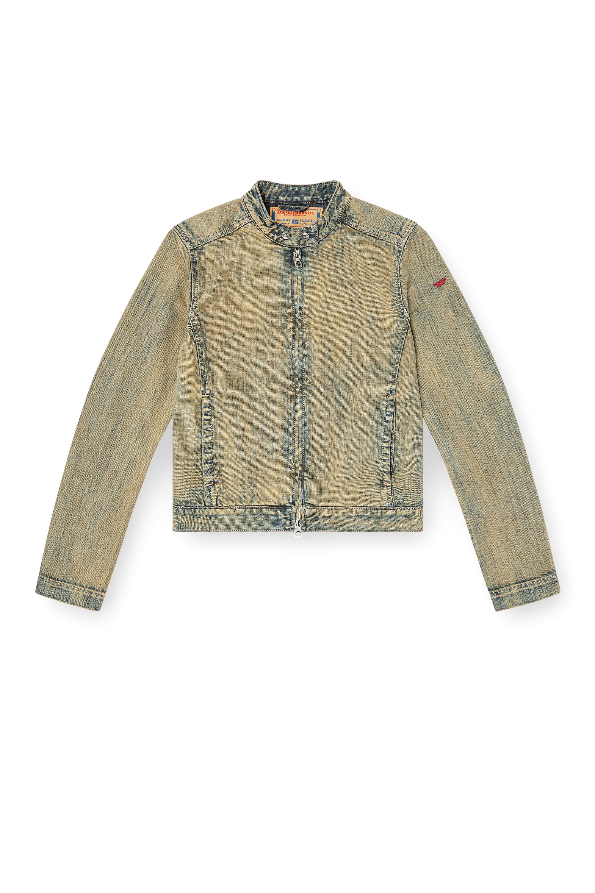 Diesel - DE-MORNIN, Woman's Moto jacket in gold-brush denim in Medium blue - 2