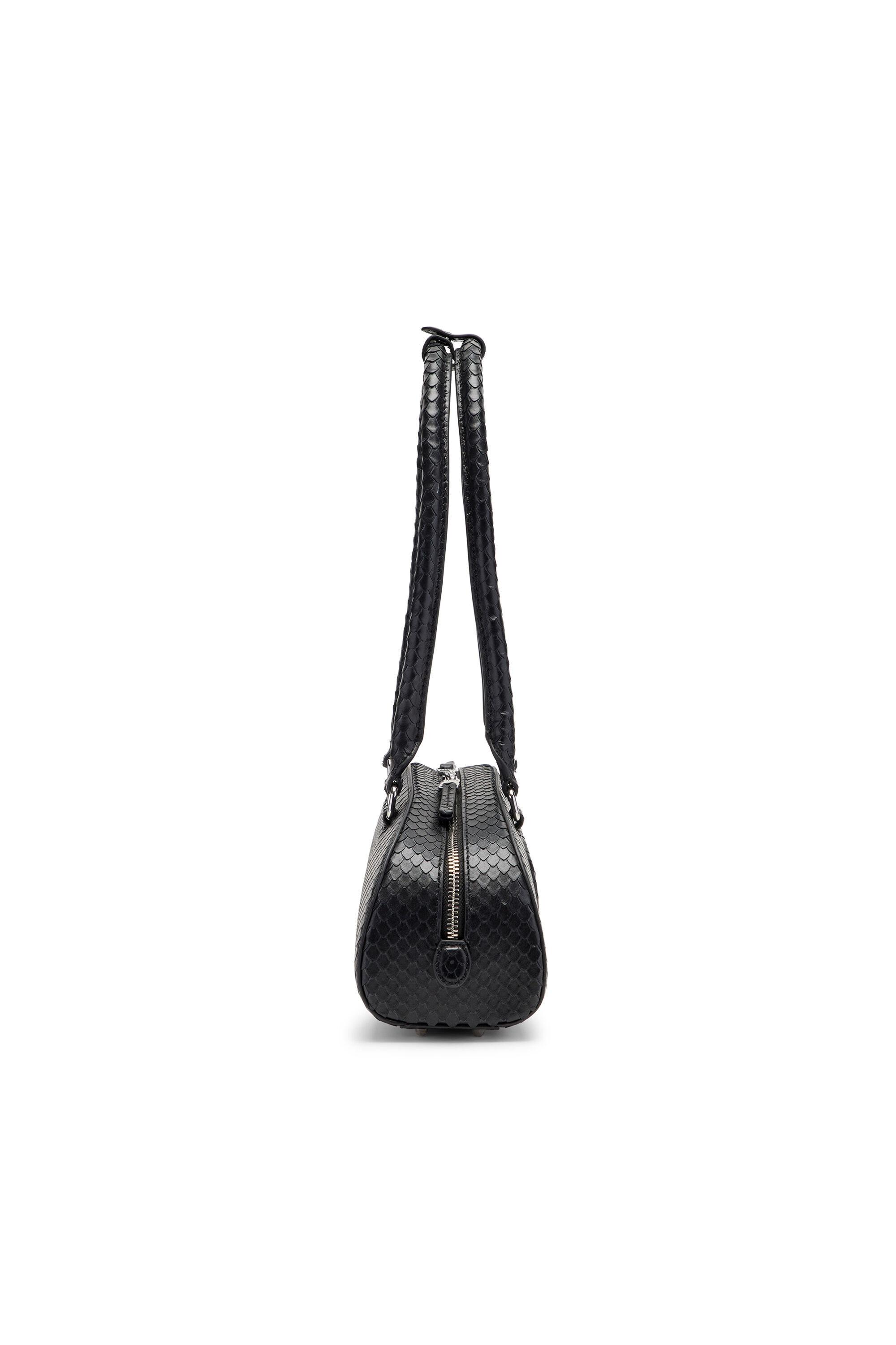 Diesel - 1DR DOME SHOULDER EW, Woman's 1DR Dome-Elongated bowling bag in textured leather in Black - 4