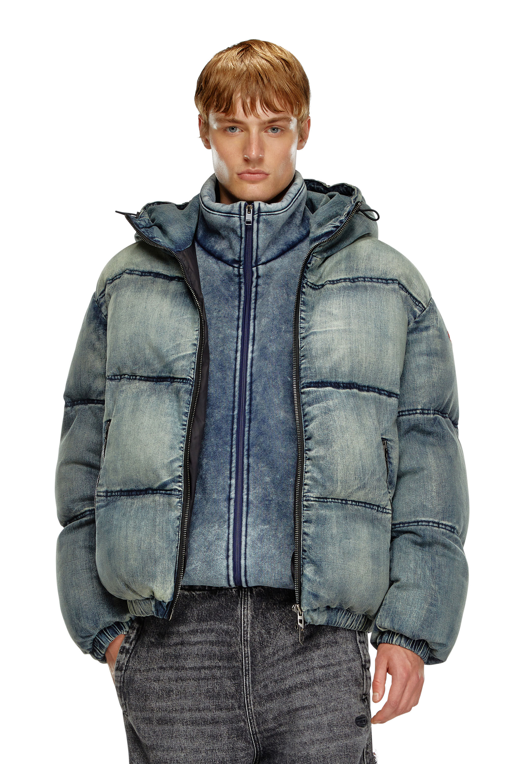 Puffer denim jacket cheap