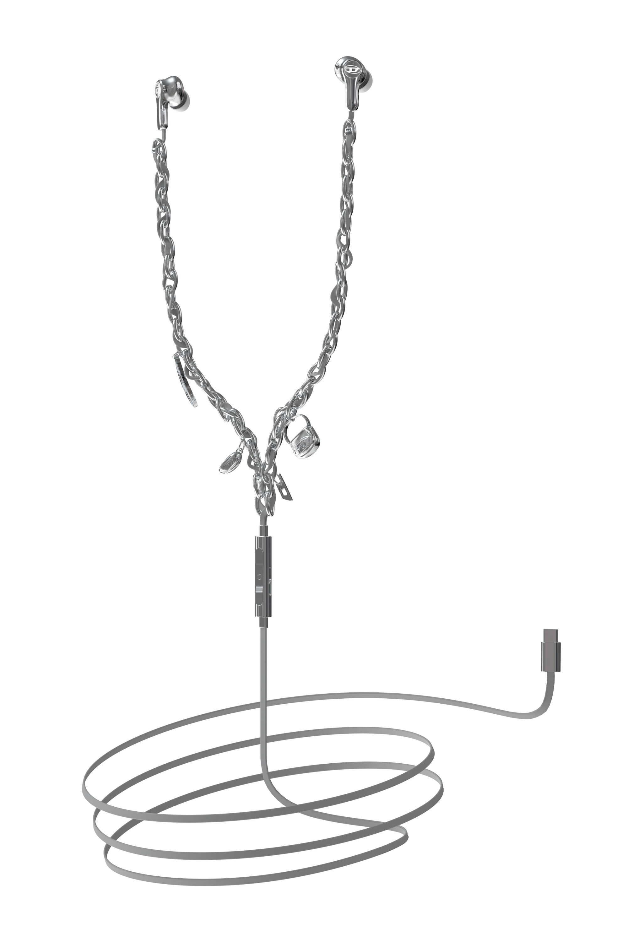 最安値 DIESEL Wired Earbuds Women's Wired Earbuds and charms | Silver | Diesel
