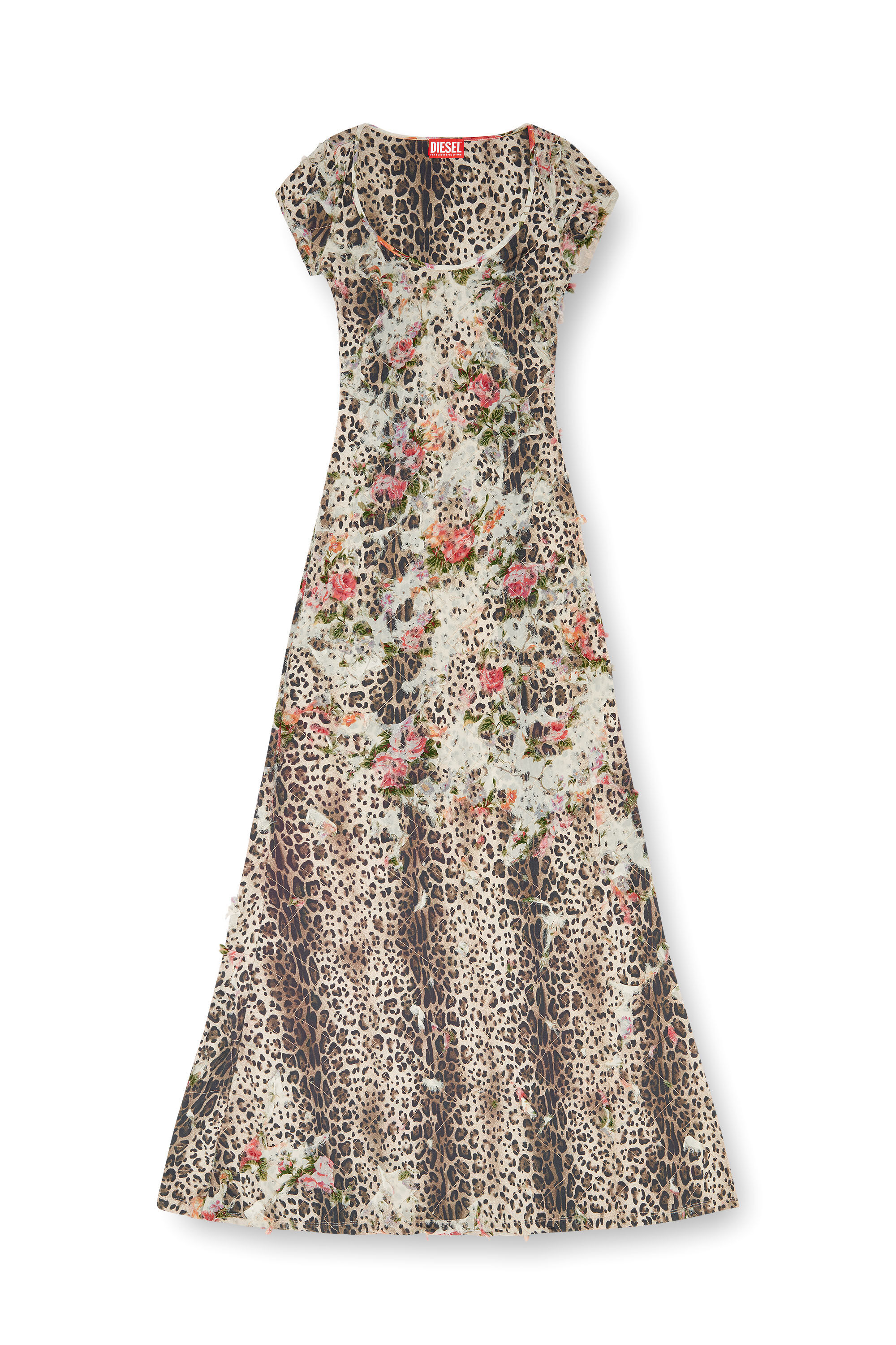 Diesel - D-FLORETTA, Woman's Floral and leopard-print burnout dress in Multicolor/White - 2