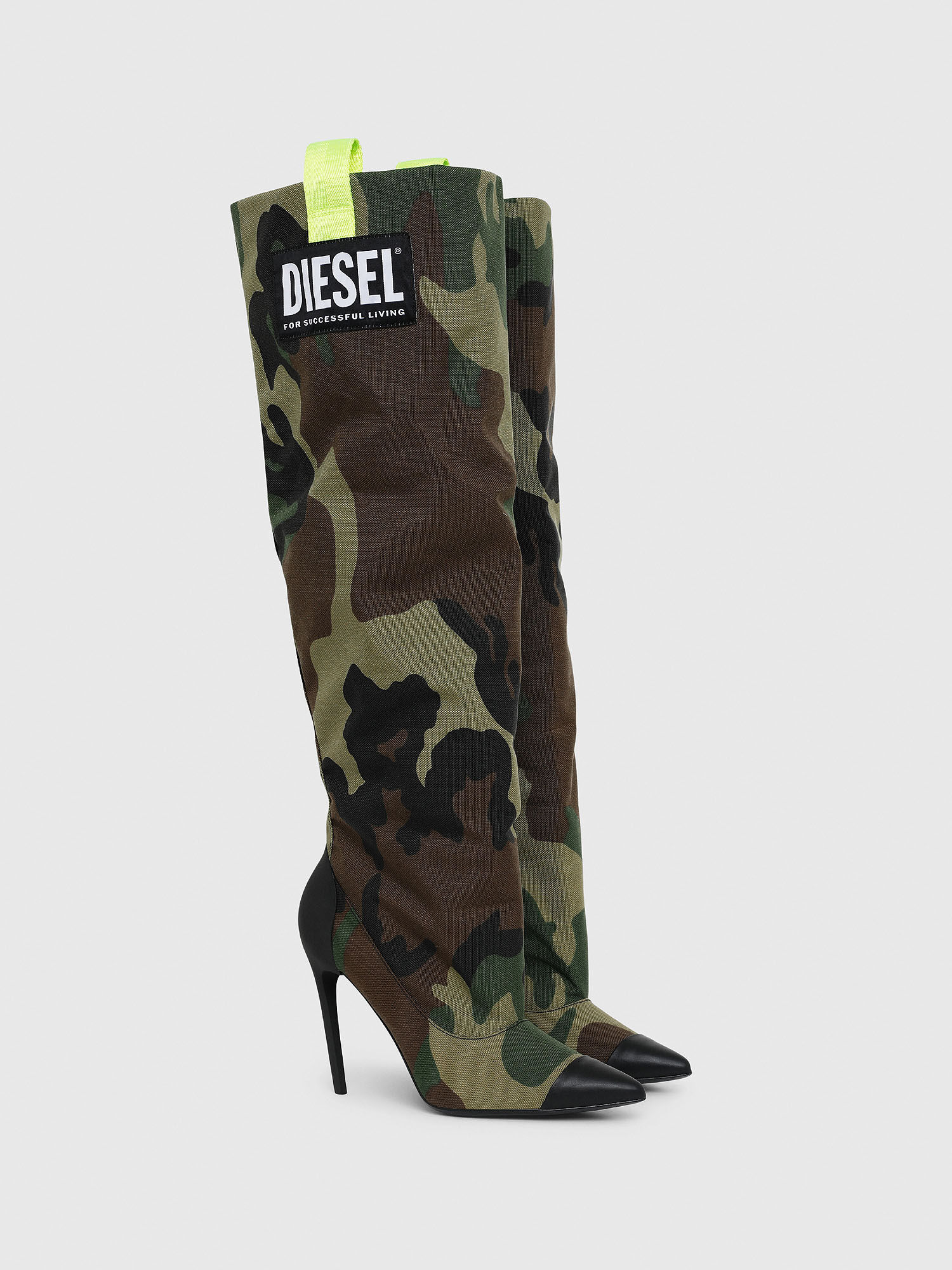 camouflage boots with heels