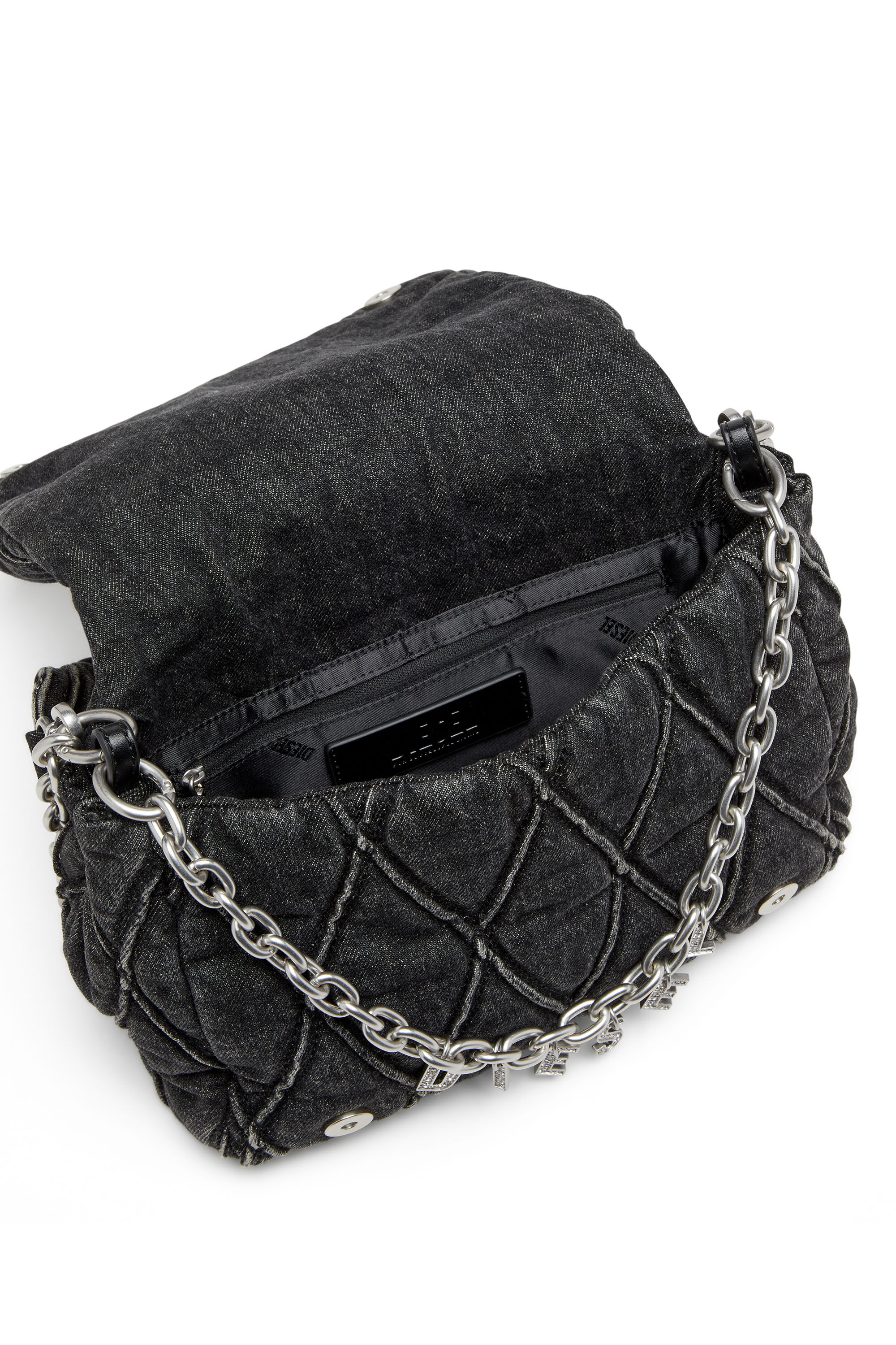 S*様 DIESEL CHARM-D Mサイズ Women's Charm-D Shoulder M bag in quilted Denim | Black | Diesel