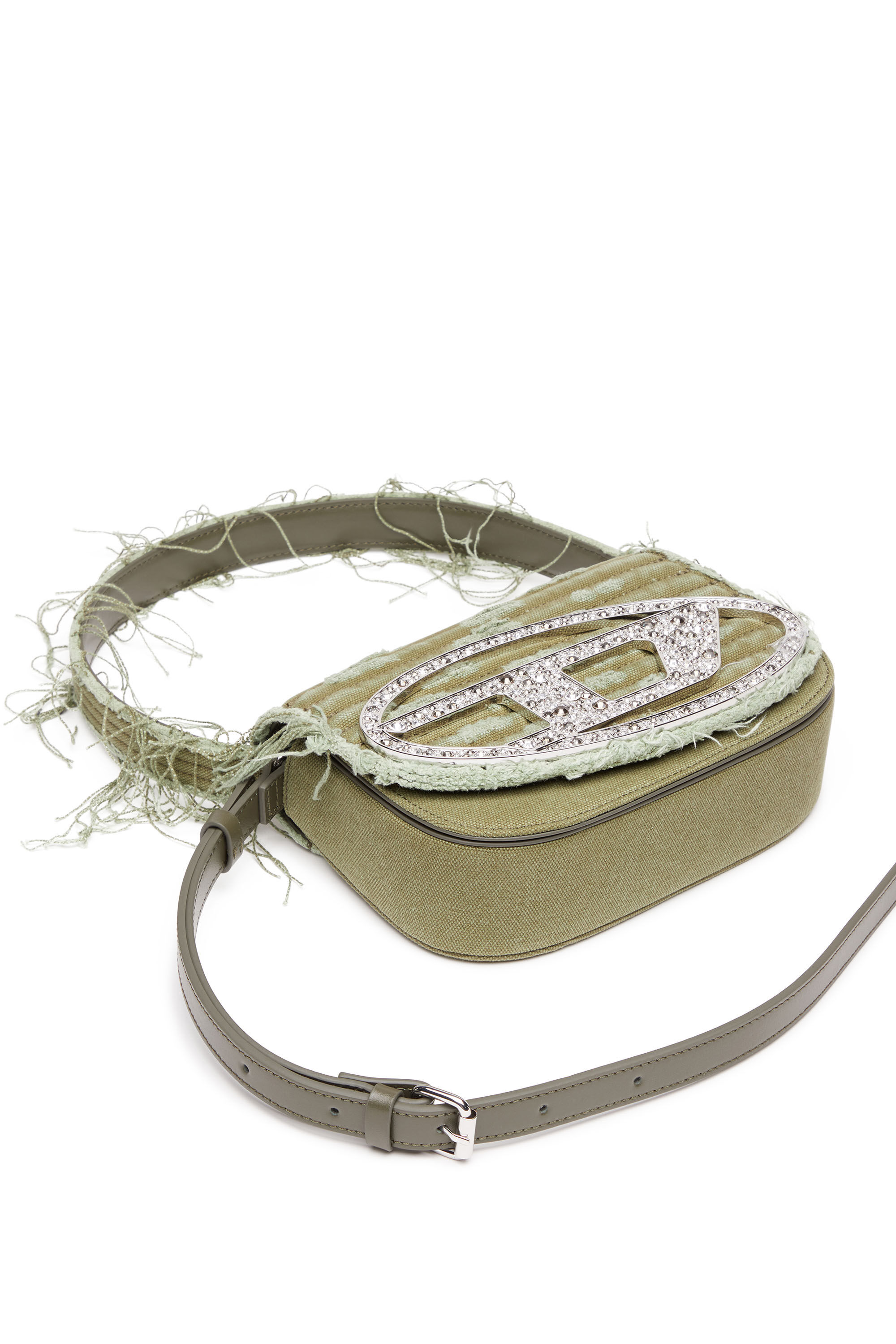 Diesel - 1DR, Woman 1DR-Iconic shoulder bag in canvas and leather in Green - Image 2