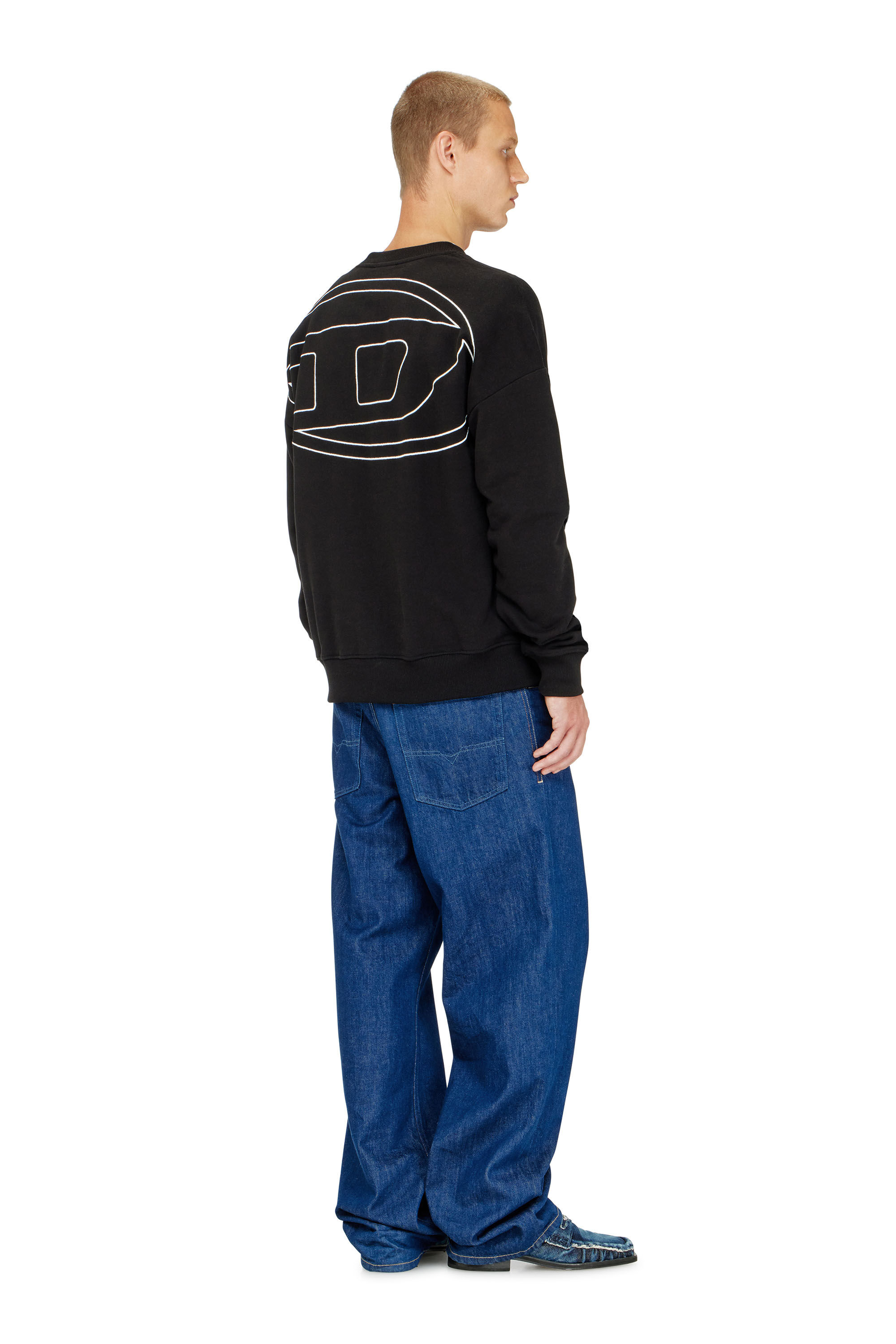 Diesel - S-ROB-MEGOVAL-D, Man's Sweatshirt with logo embroidery in Black - 1