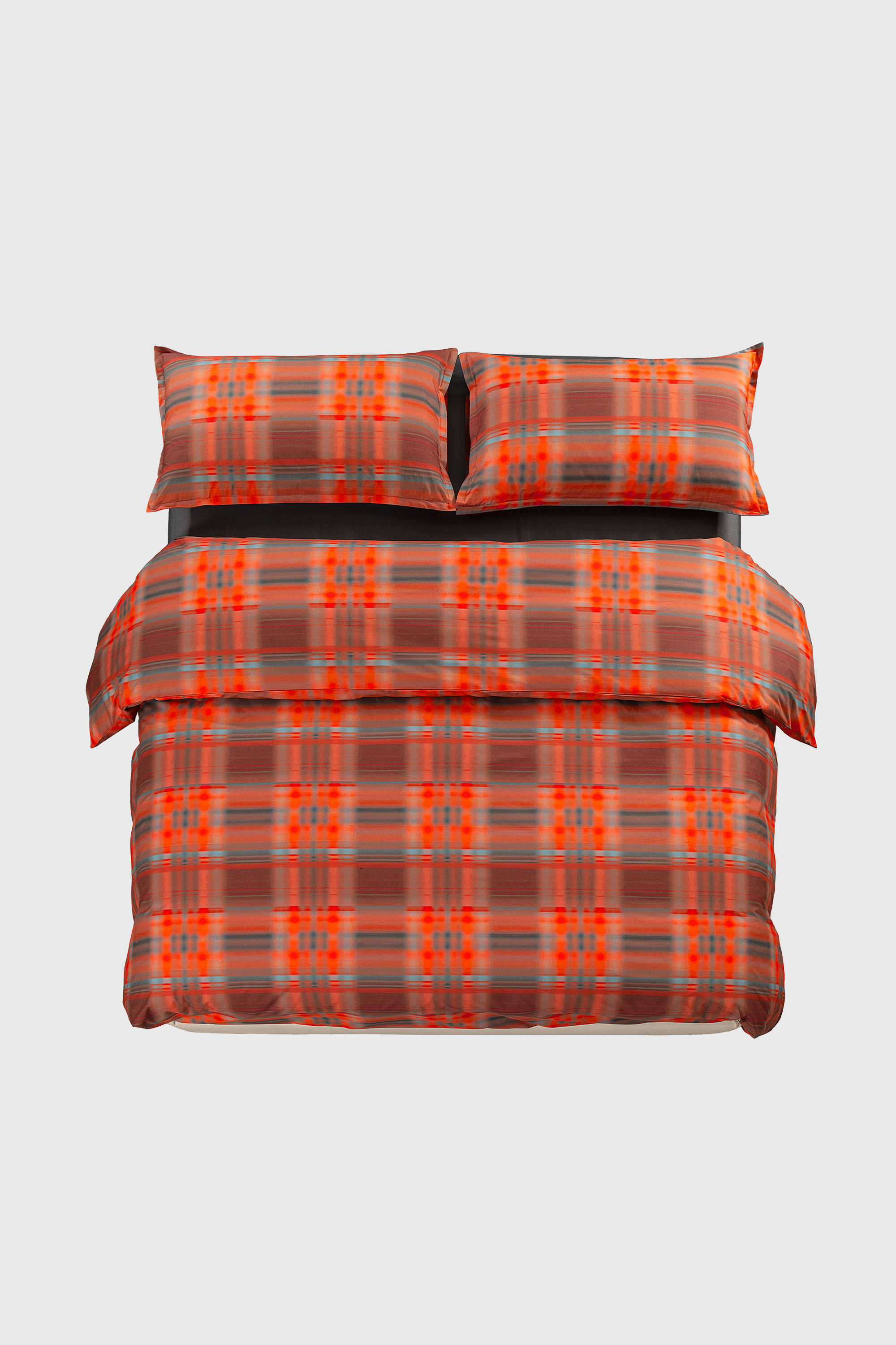 Diesel - 1016333  HAZY TARTAN DUVET COVER SET FOR, Unisex's Percale duvet cover parure  for a queen-size bed in Orange - 1