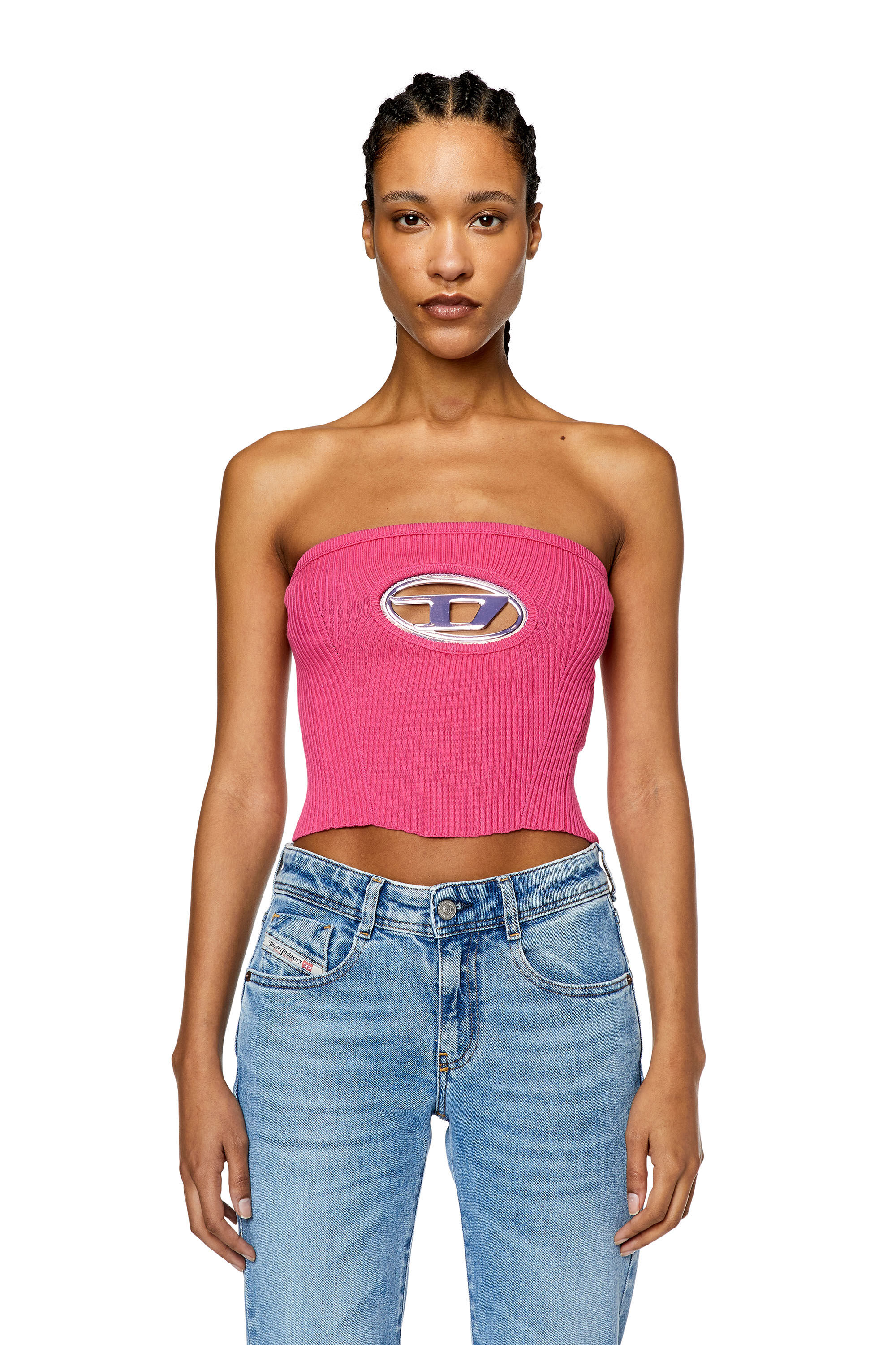 Diesel - M-CLARKSVILLE-B, Woman Bandeau top with oval D plaque in Pink - Image 5