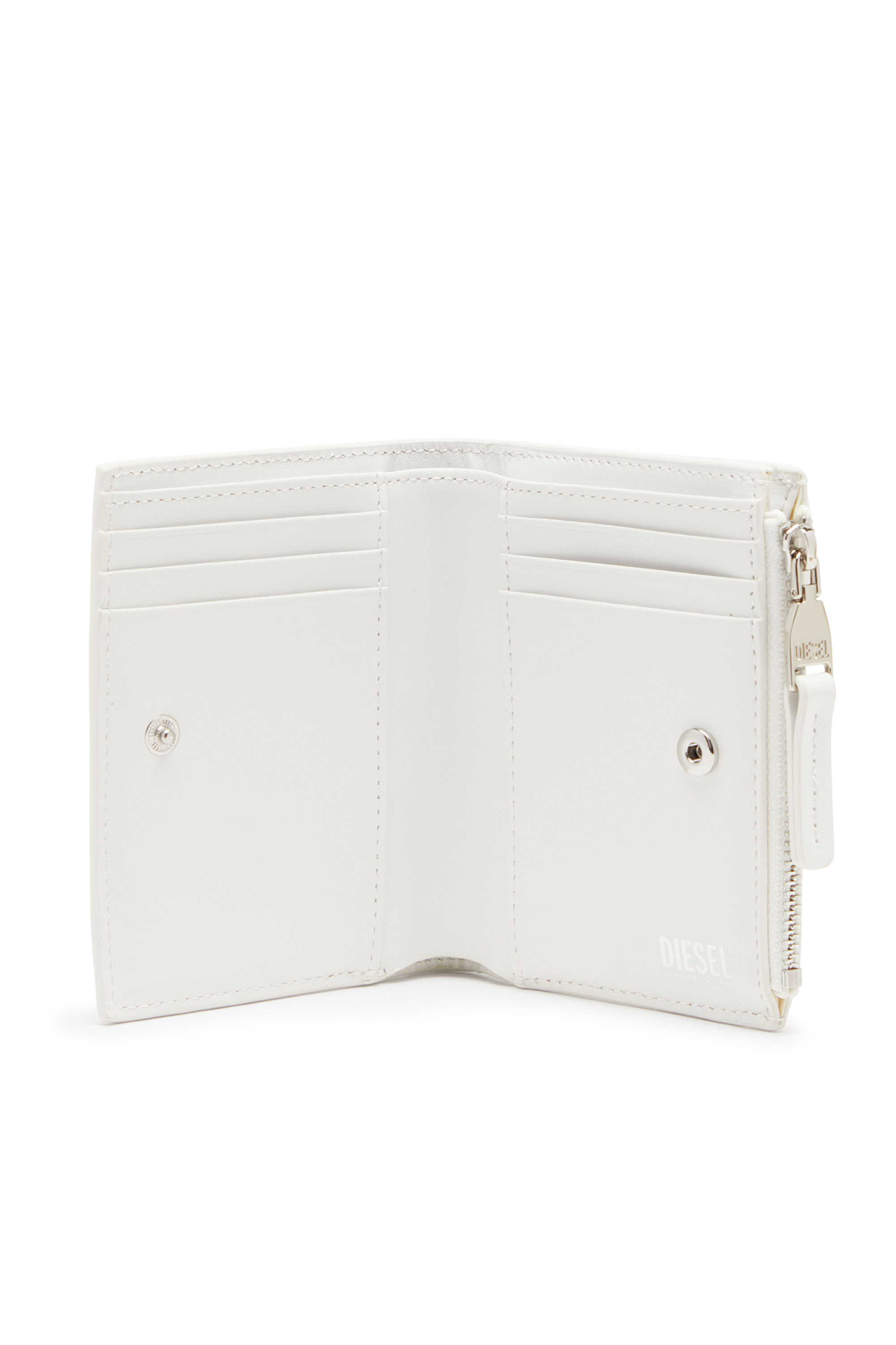 Women's Small leather wallet with logo plaque | White | Diesel
