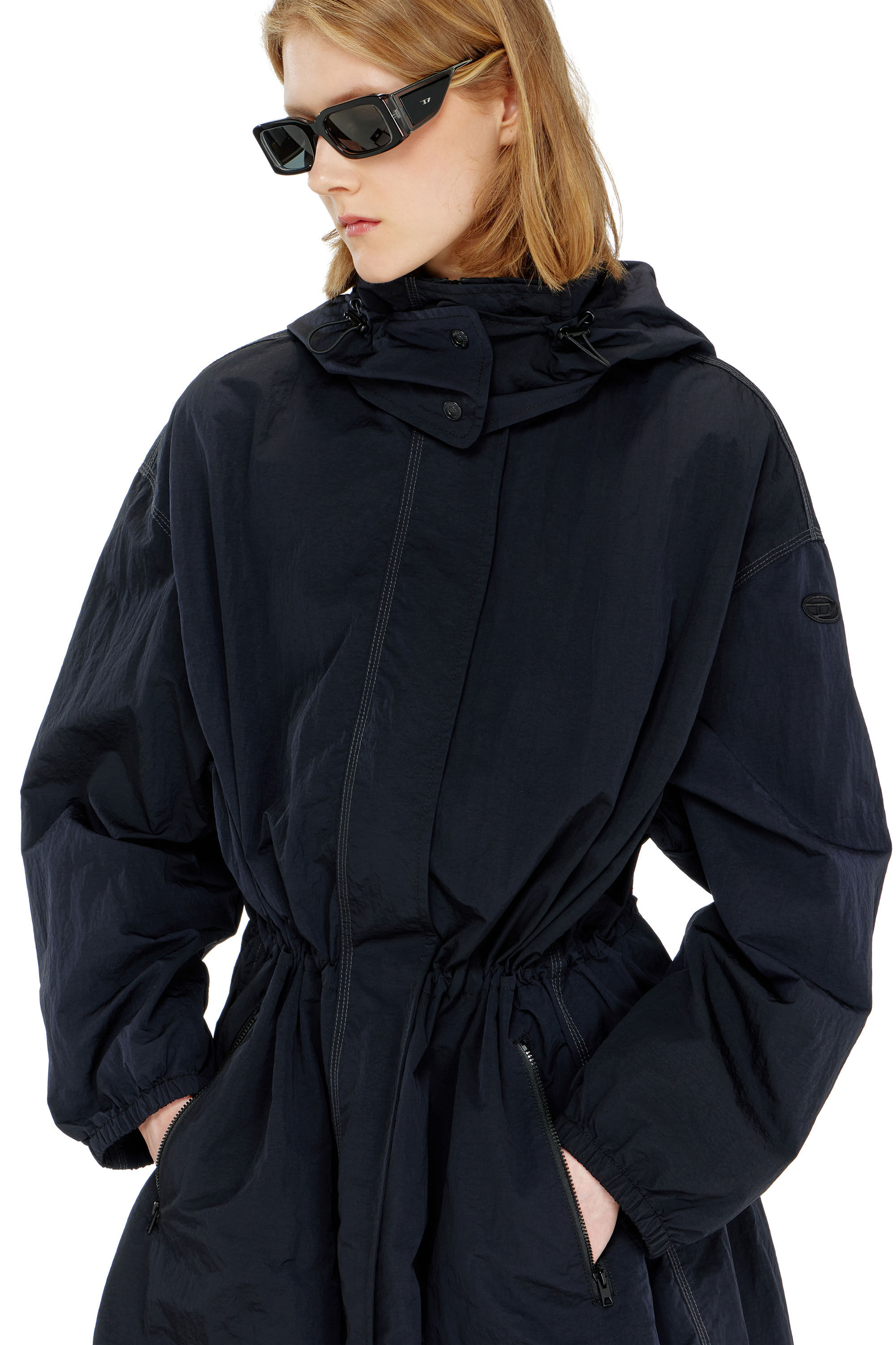 Diesel - G-ASTER-T1, Woman's Nylon trench coat with detachable hood in null - 5