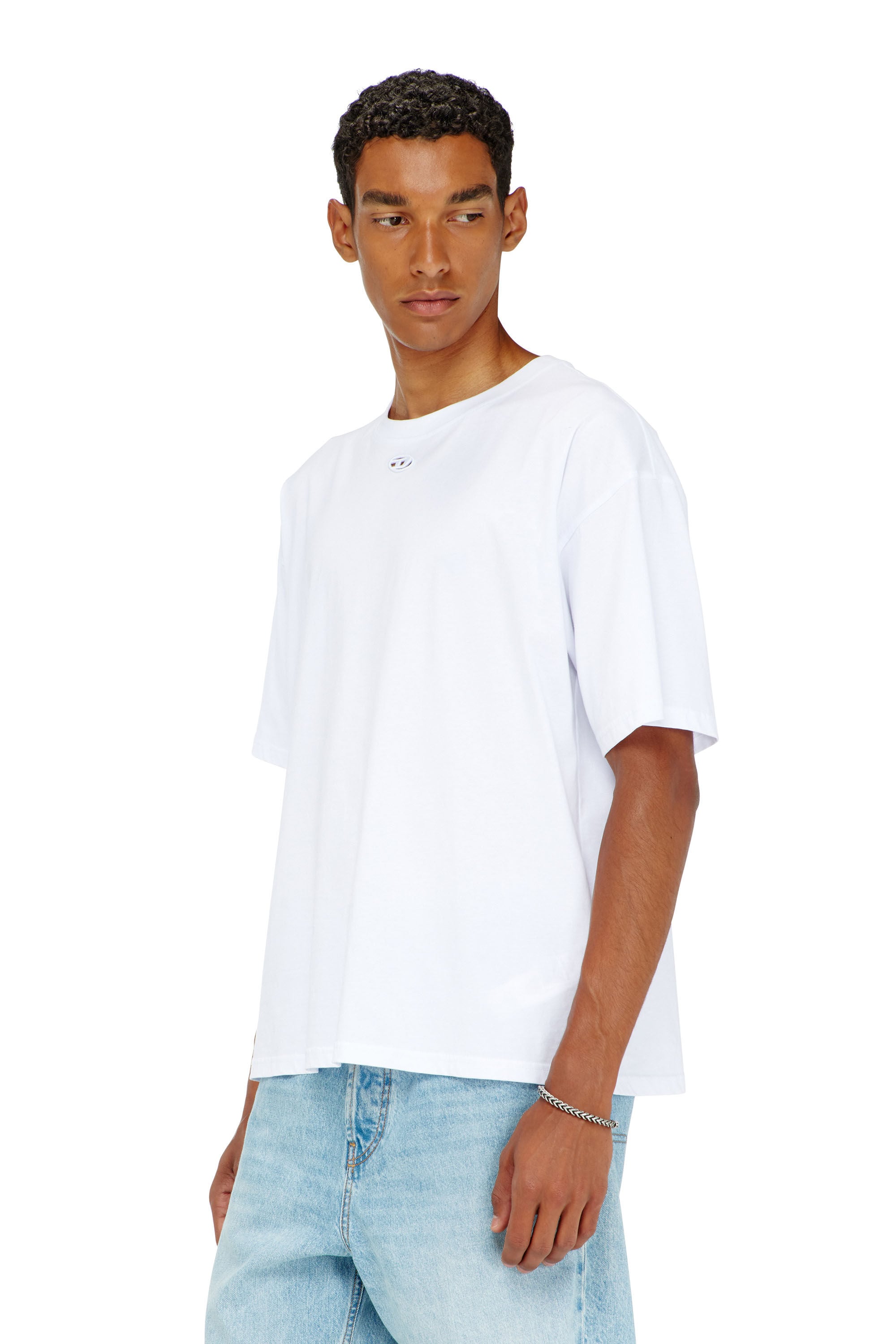 Diesel - T-BOXT-DCO, Man's Relaxed cotton T-shirt with Oval D embroidery in White - 3