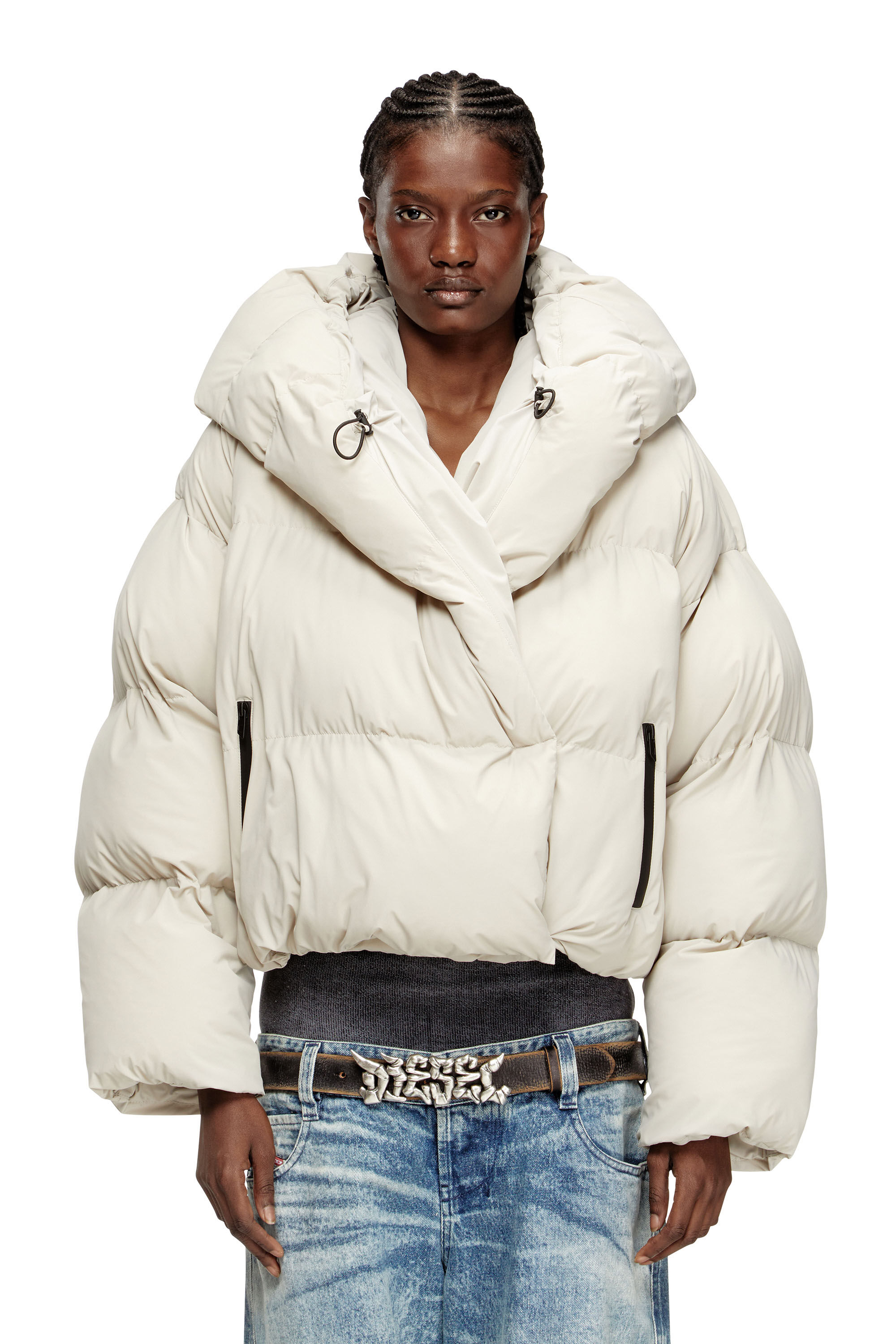 Diesel - W-ILEY-T1, Woman's Wrap puffer in bi-stretch nylon in Beige - 3