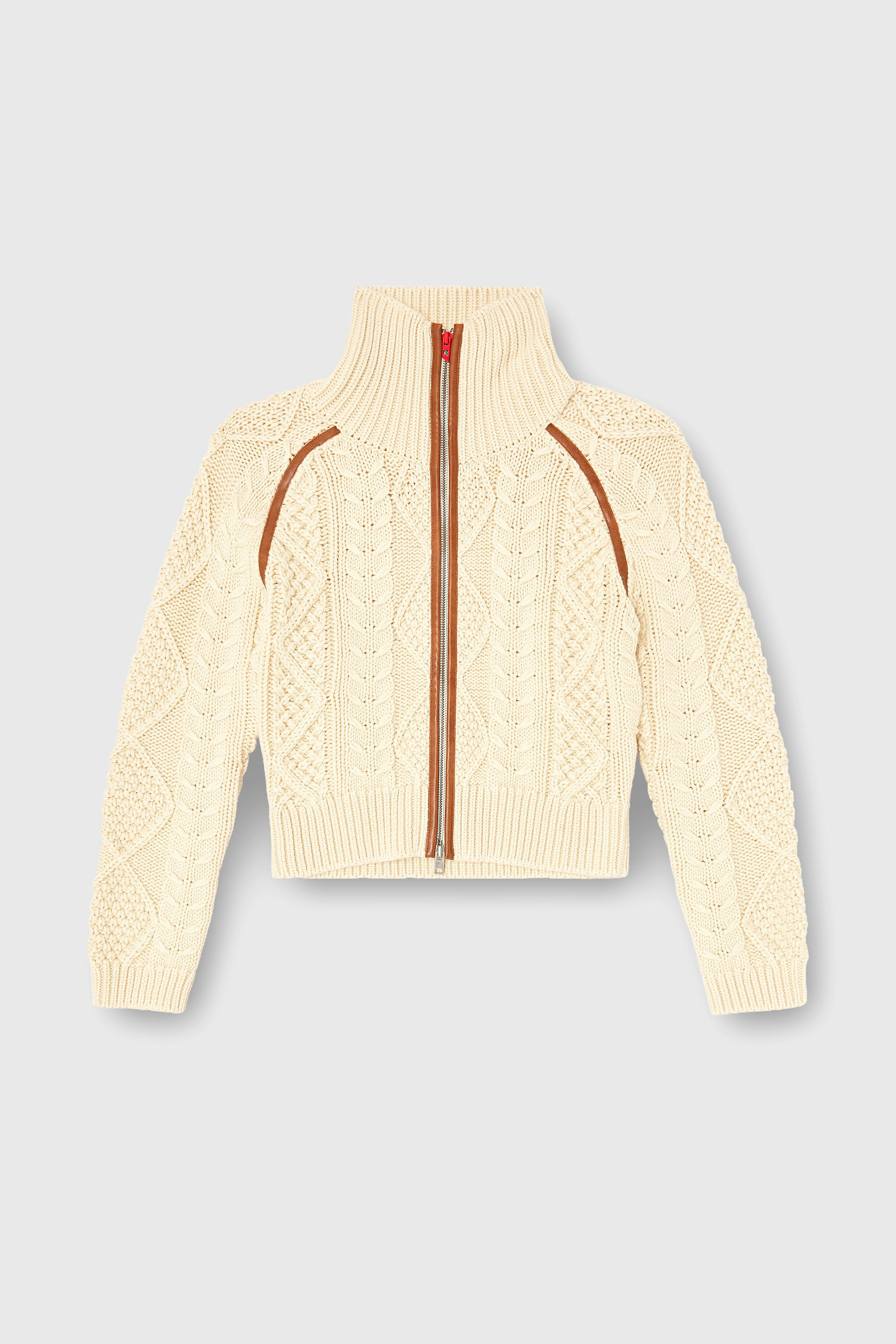 Diesel - M-INTELLE, Woman's Cable-knit cardigan with contrast bands in Beige - 2