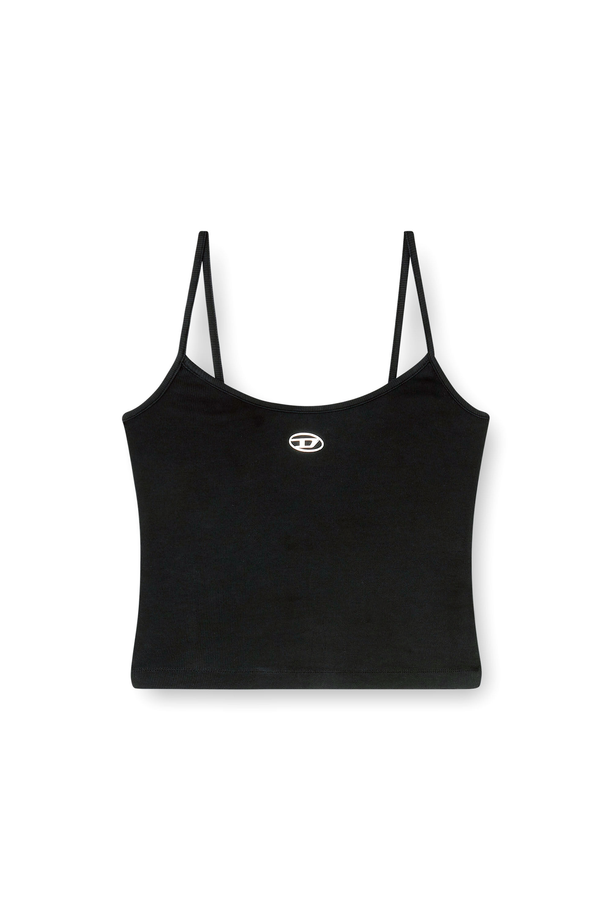 Diesel - T-HUPY-OD, Woman's Ribbed tank top with metallic Oval D in Black - 2