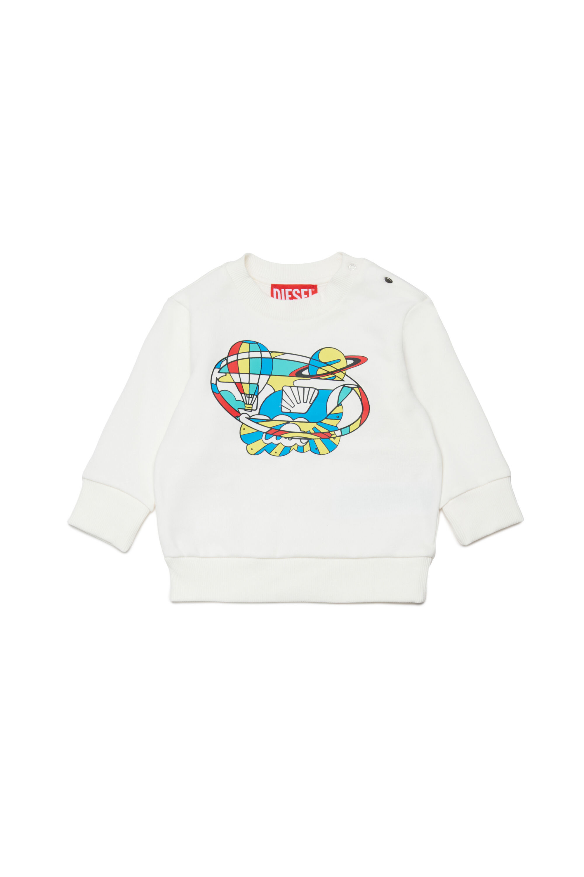 Diesel - SWIRB, Man's Sweatshirt with optical print in White - 1