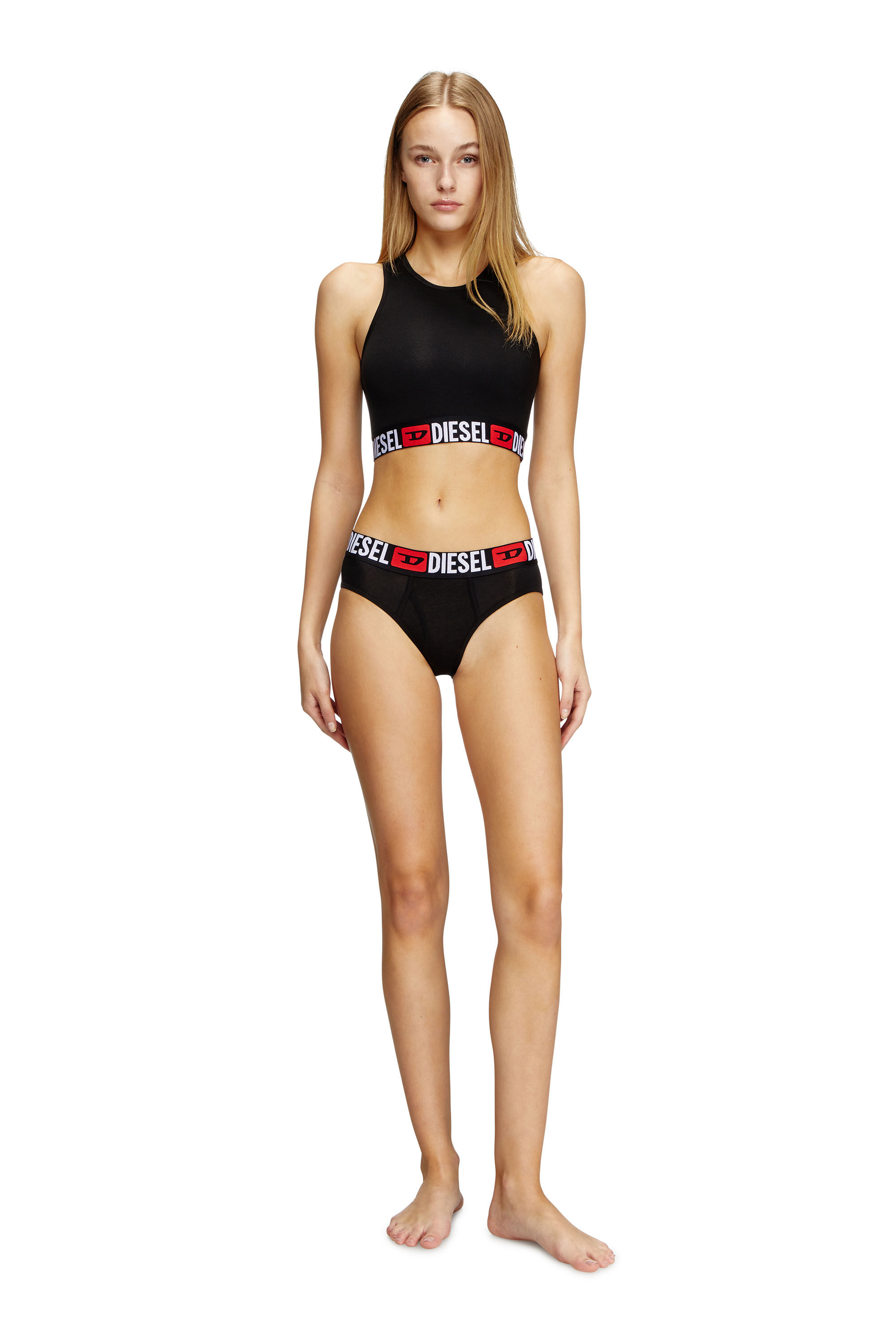 Women's Three-pack briefs with maxi-logo waist | Black | Diesel