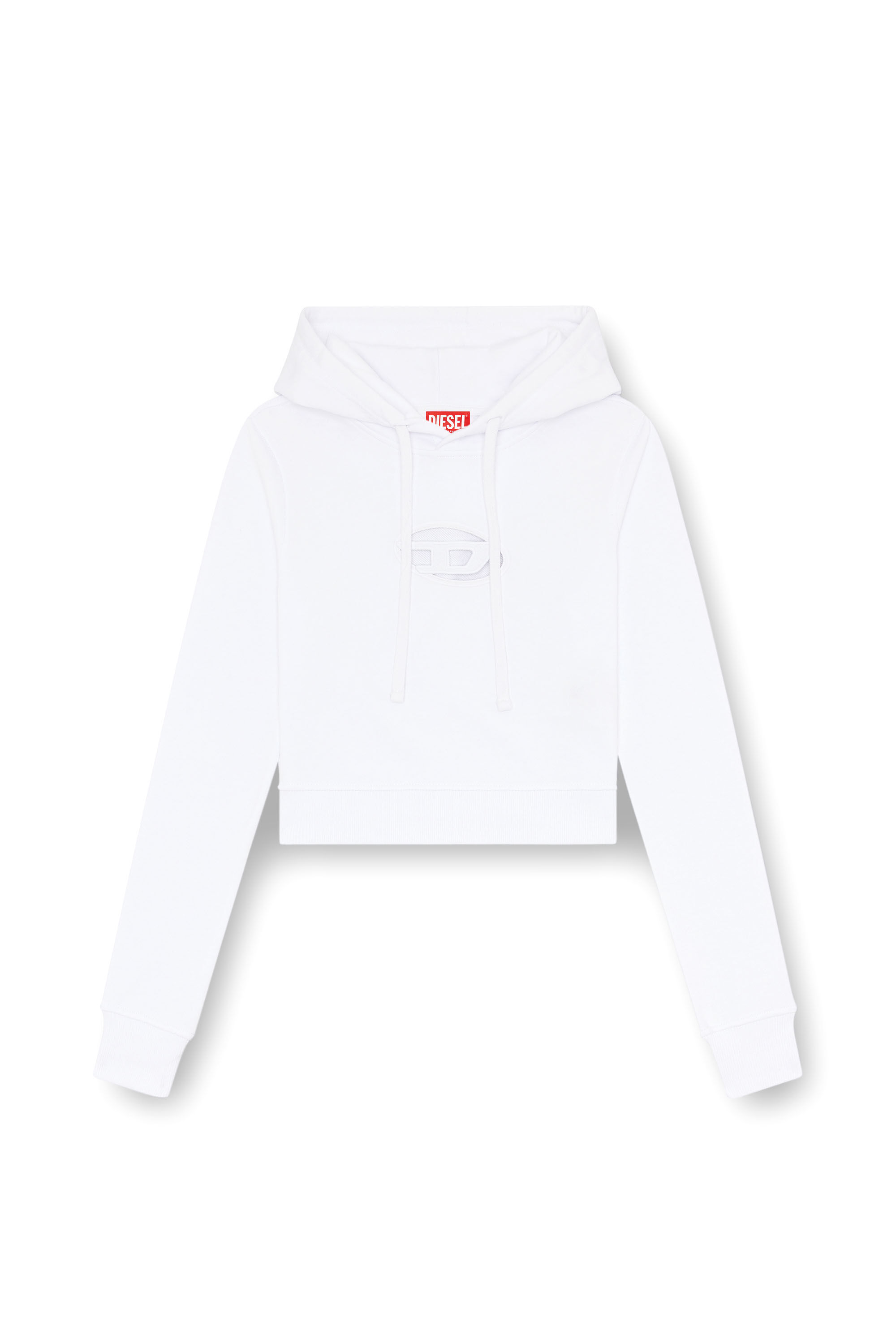 Diesel - F-SLIMMY-HOOD-OD, Woman Hoodie with cut-out Oval D Logo in White - Image 2