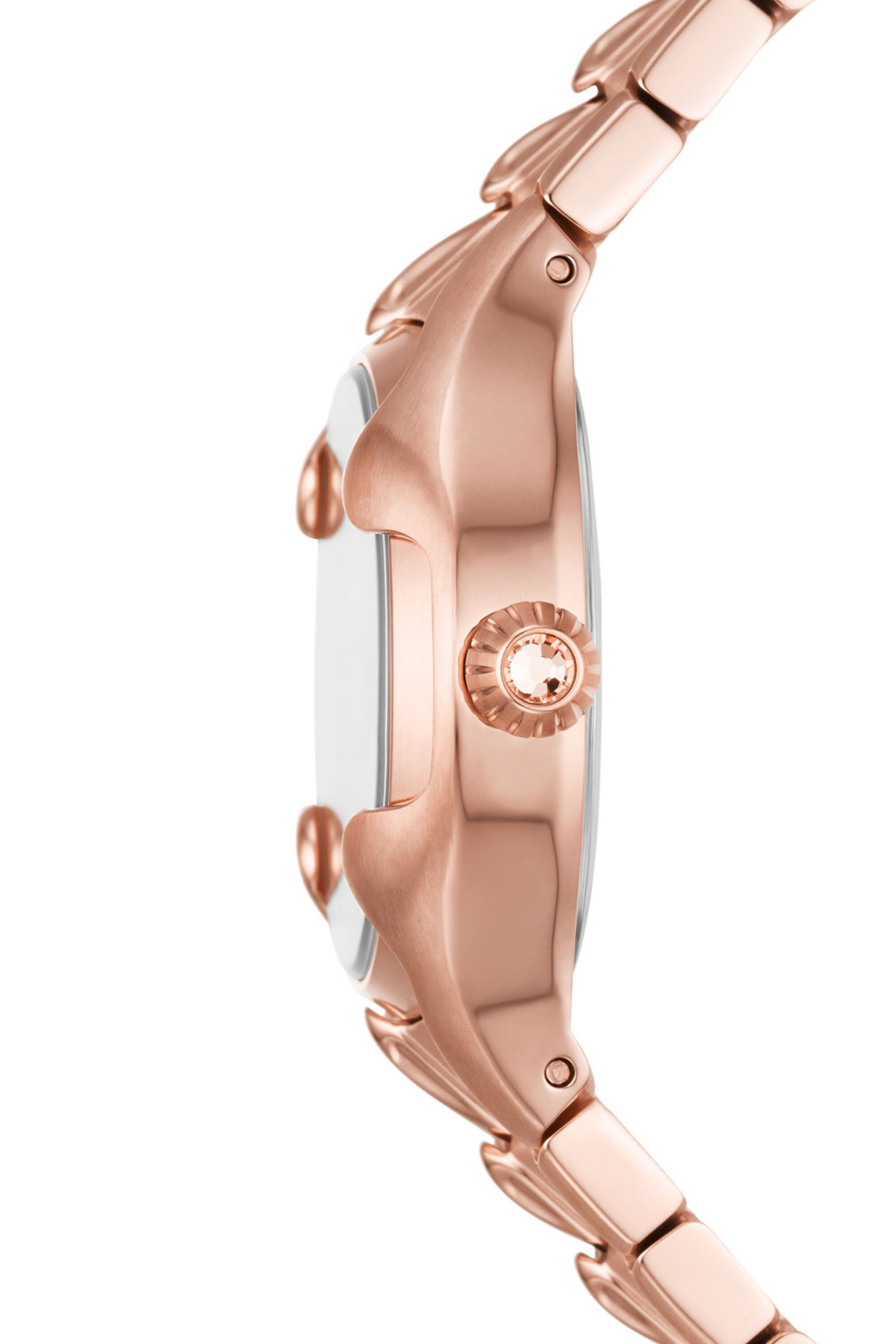 Women s Vert three hand rose gold tone stainless steel watch Pink Diesel