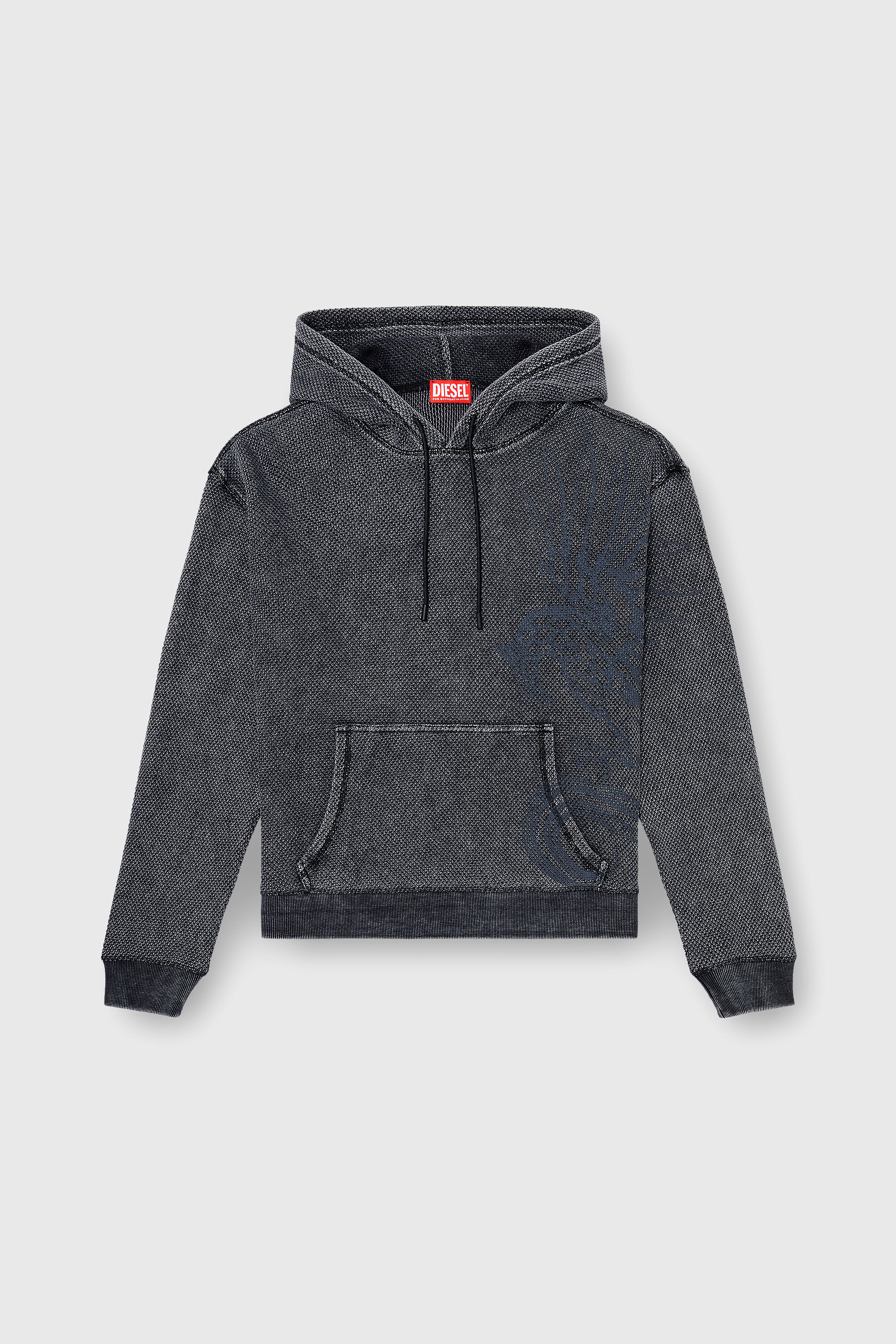 Diesel - S-NORM-HOOD-AA1, Man's Hoodie in textured cotton mesh in Dark grey - 2