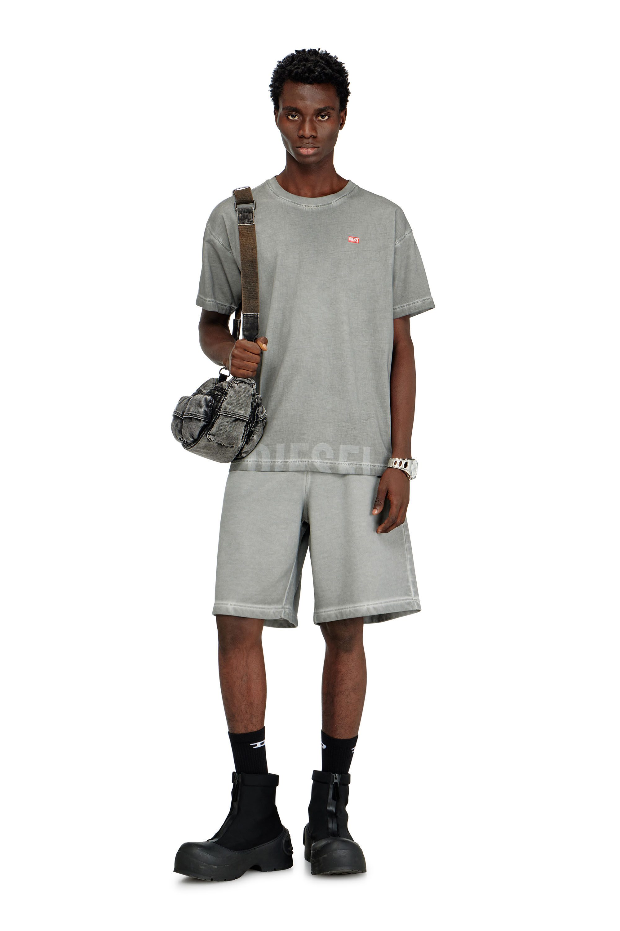 Diesel - T-NORM-T7, Man's Crew neck cotton t-shirt with print in Grey - 1