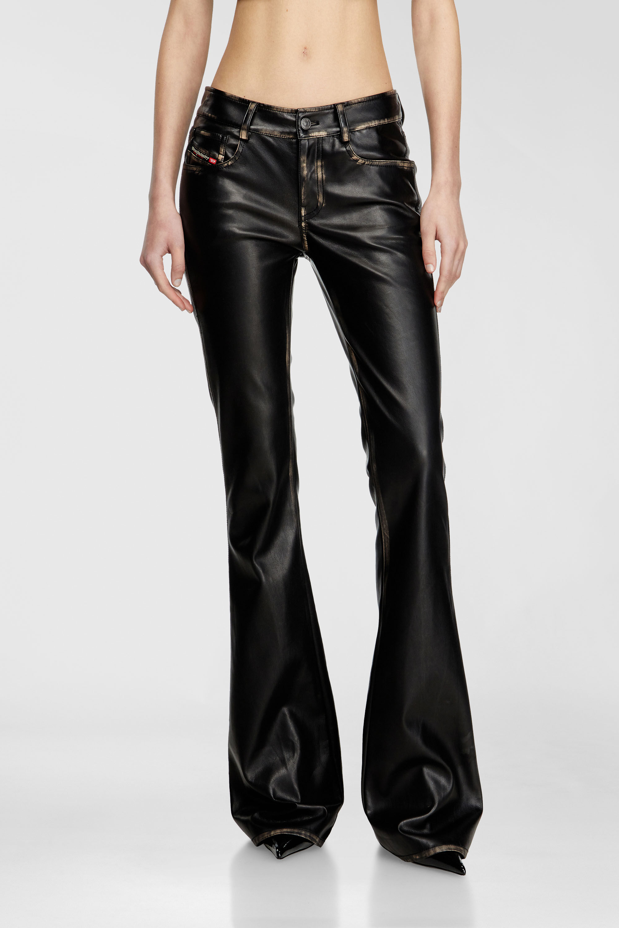 Diesel - P-STELLAR-Q1, Woman's Faux leather five pocket pants in Black - 3