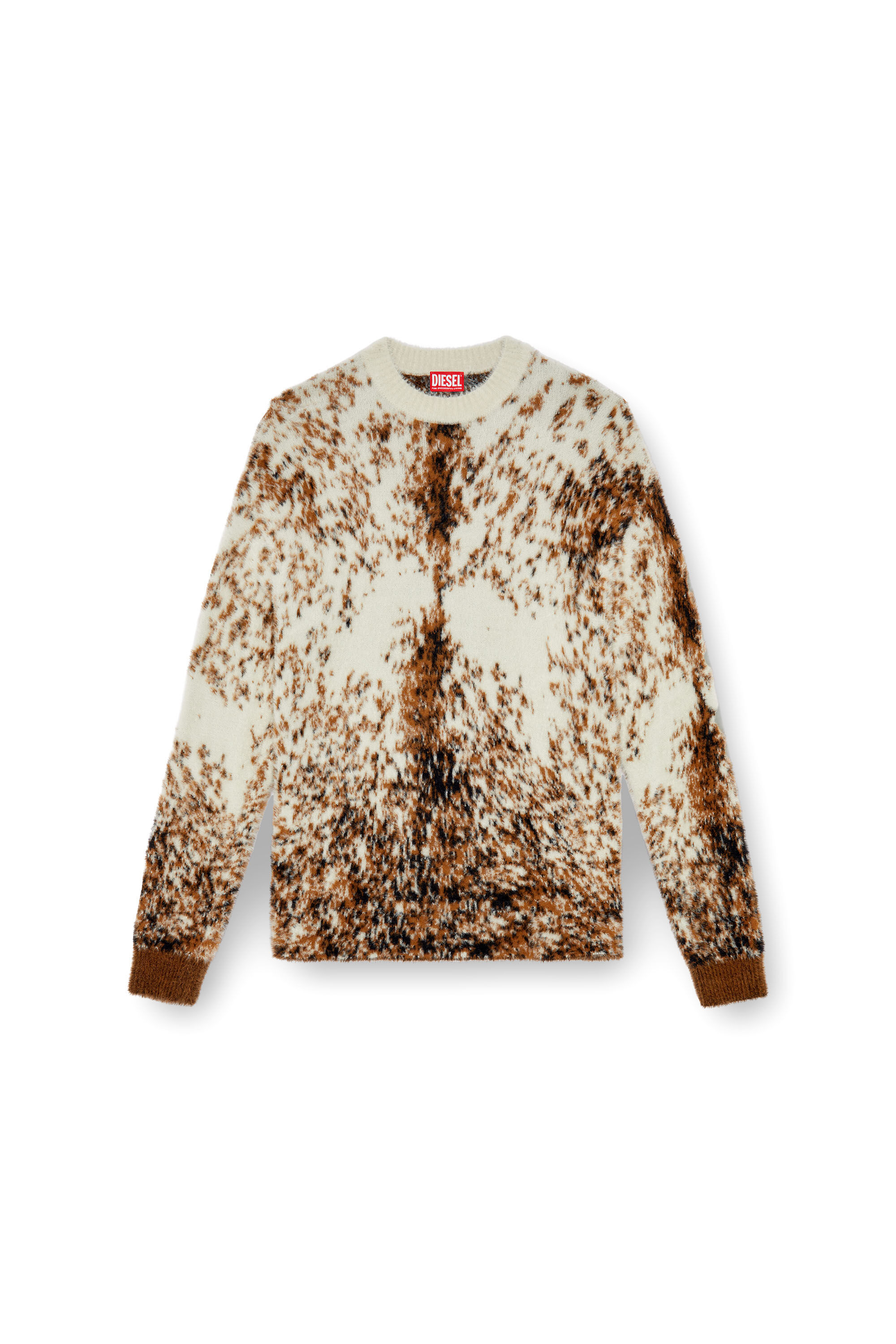 Diesel - K-ITELLO, Man's Fluffy jumper with animalier pattern in Brown - 2