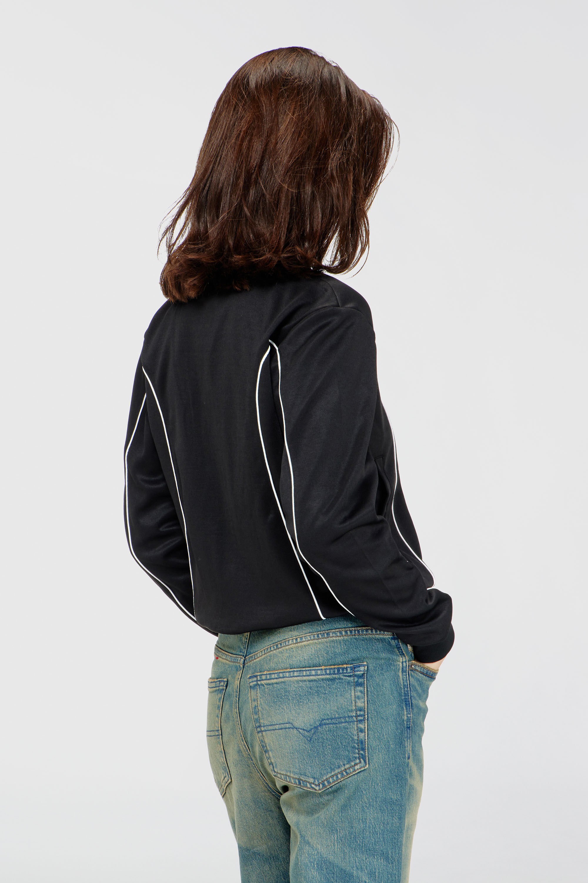 Diesel - F-LOCKING-OD, Woman's Sweat-jacket with contrast piping in Black/White - 4