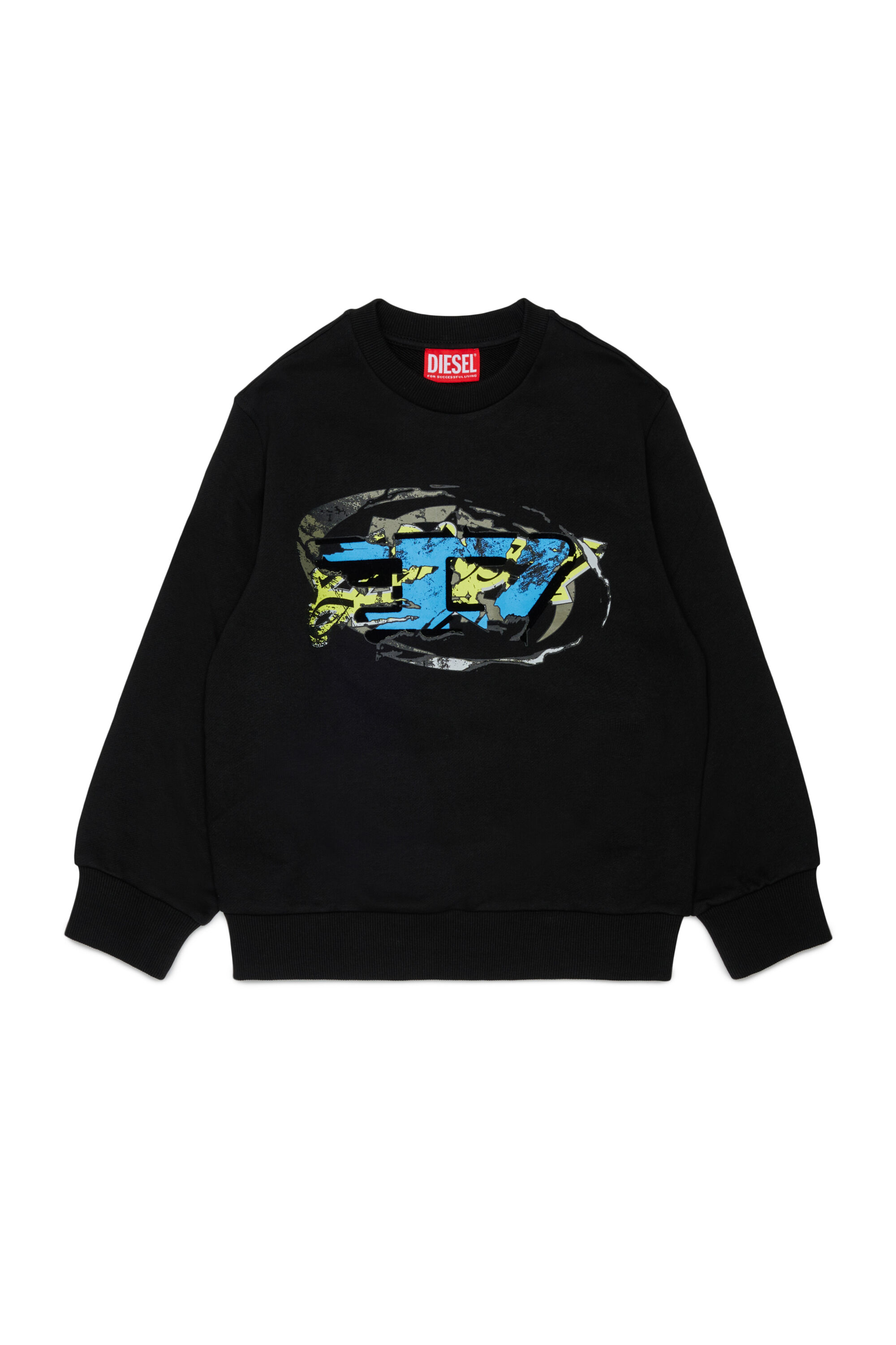 Diesel - SCRAP OVER, Man's Sweatshirt with Oval D graphic print in Black - 1