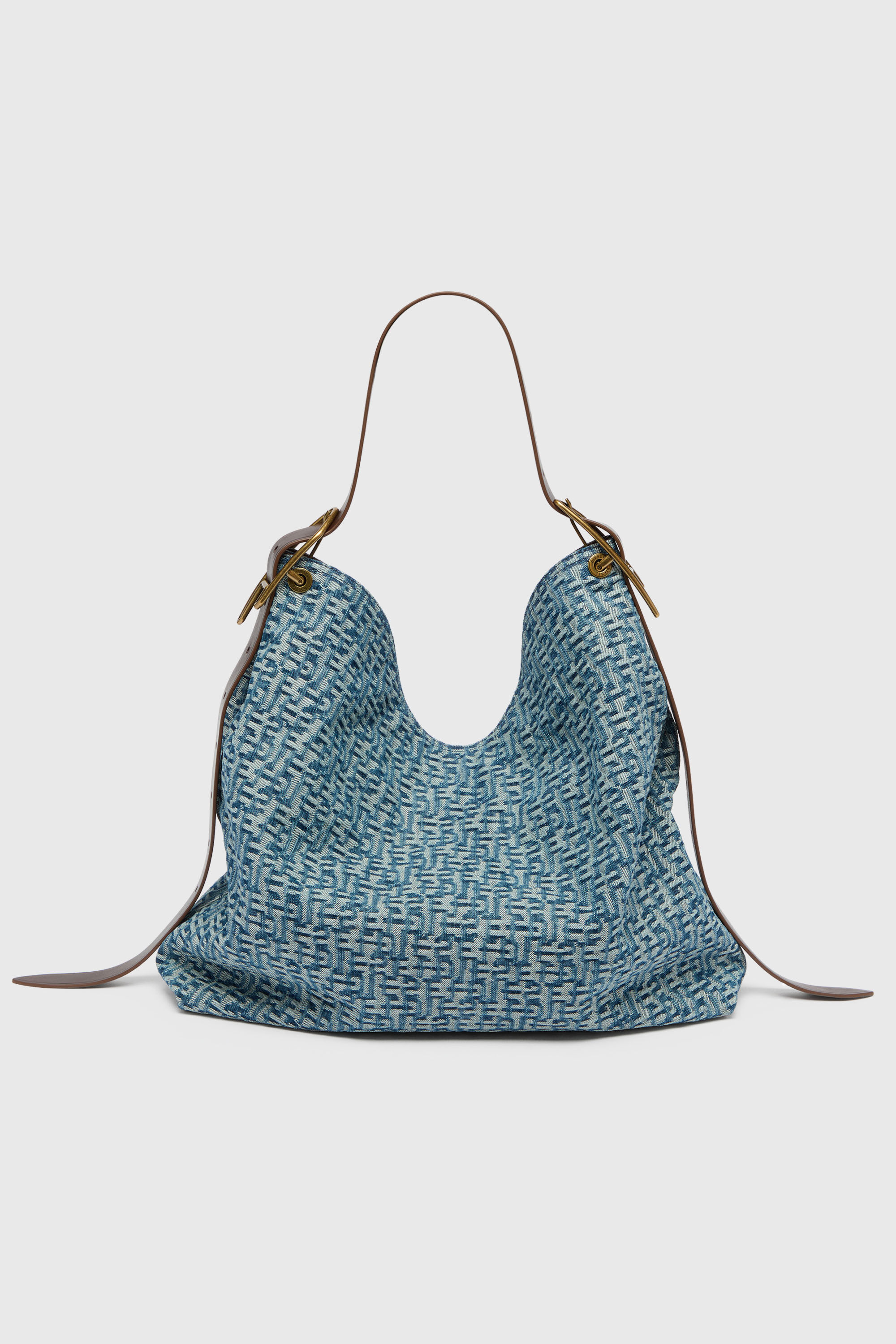 Diesel - D-LINE HOBO L, Woman's D-Line-Hobo bag in monogram denim in Blue - 3