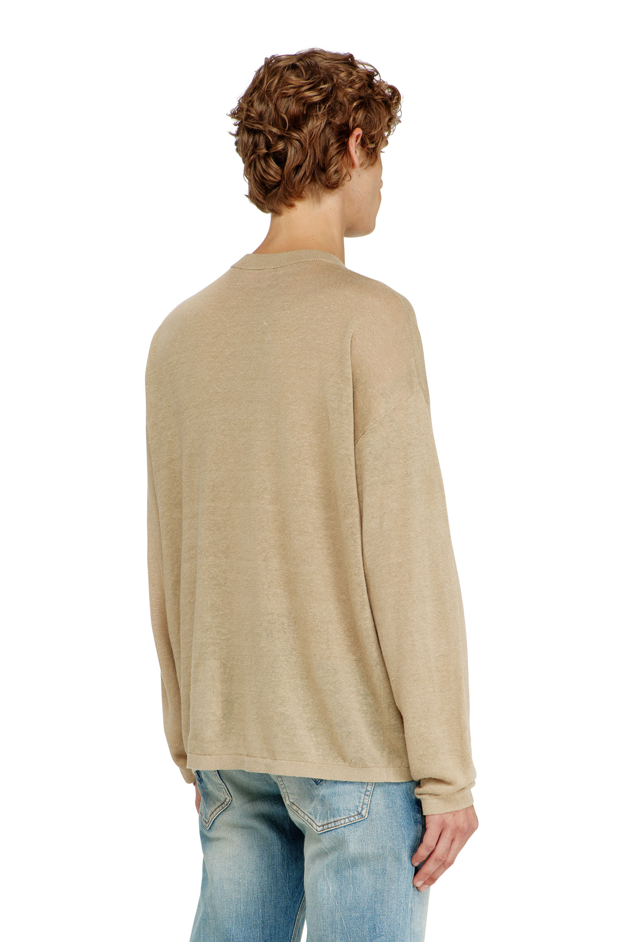 Diesel - K-ARMINS, Man's Linen jumper with faded Phoenix print in Beige - 4