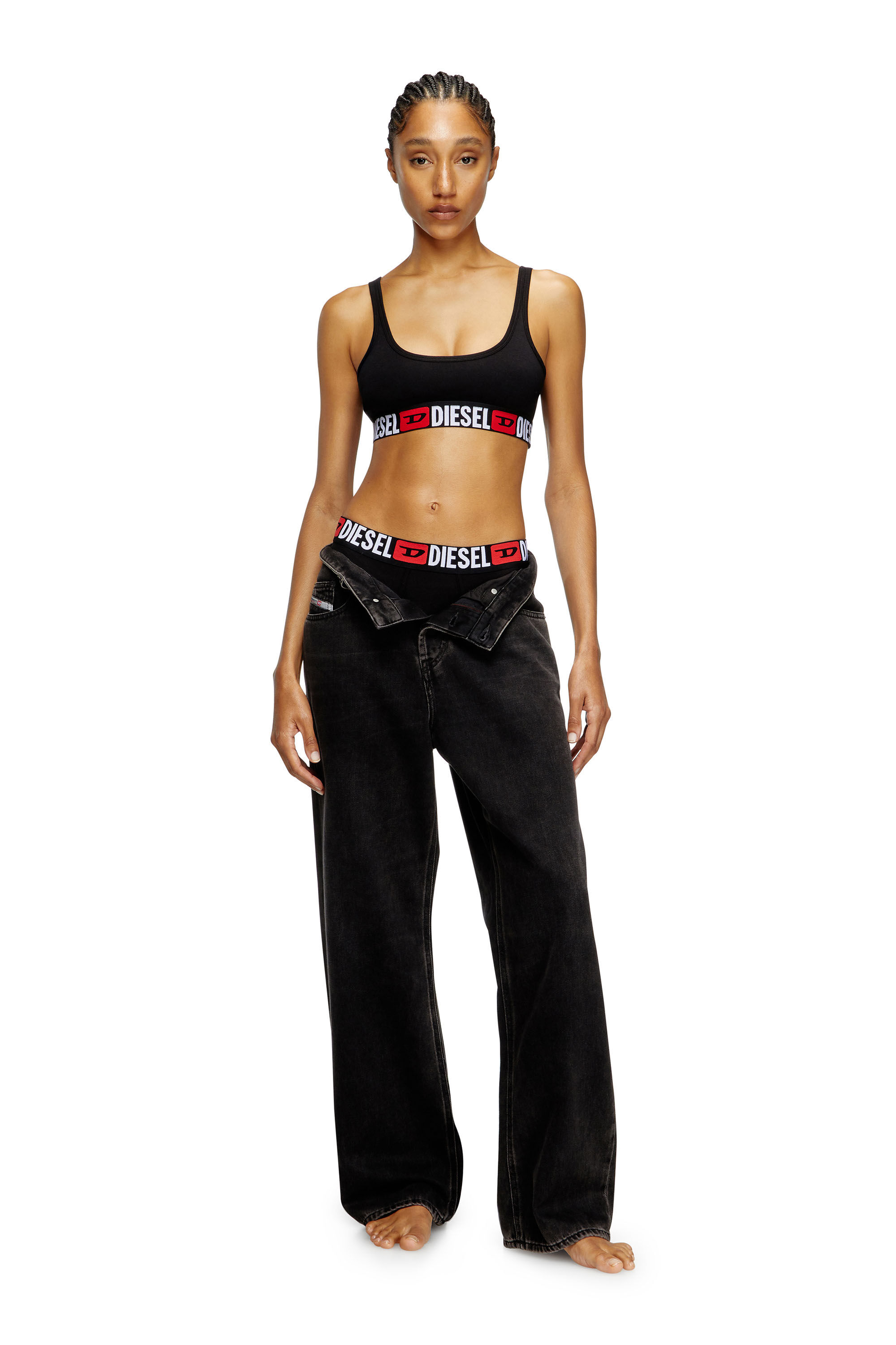 Diesel - UFSB-ORIBA, Woman's Bralette with logo band in Black - 1