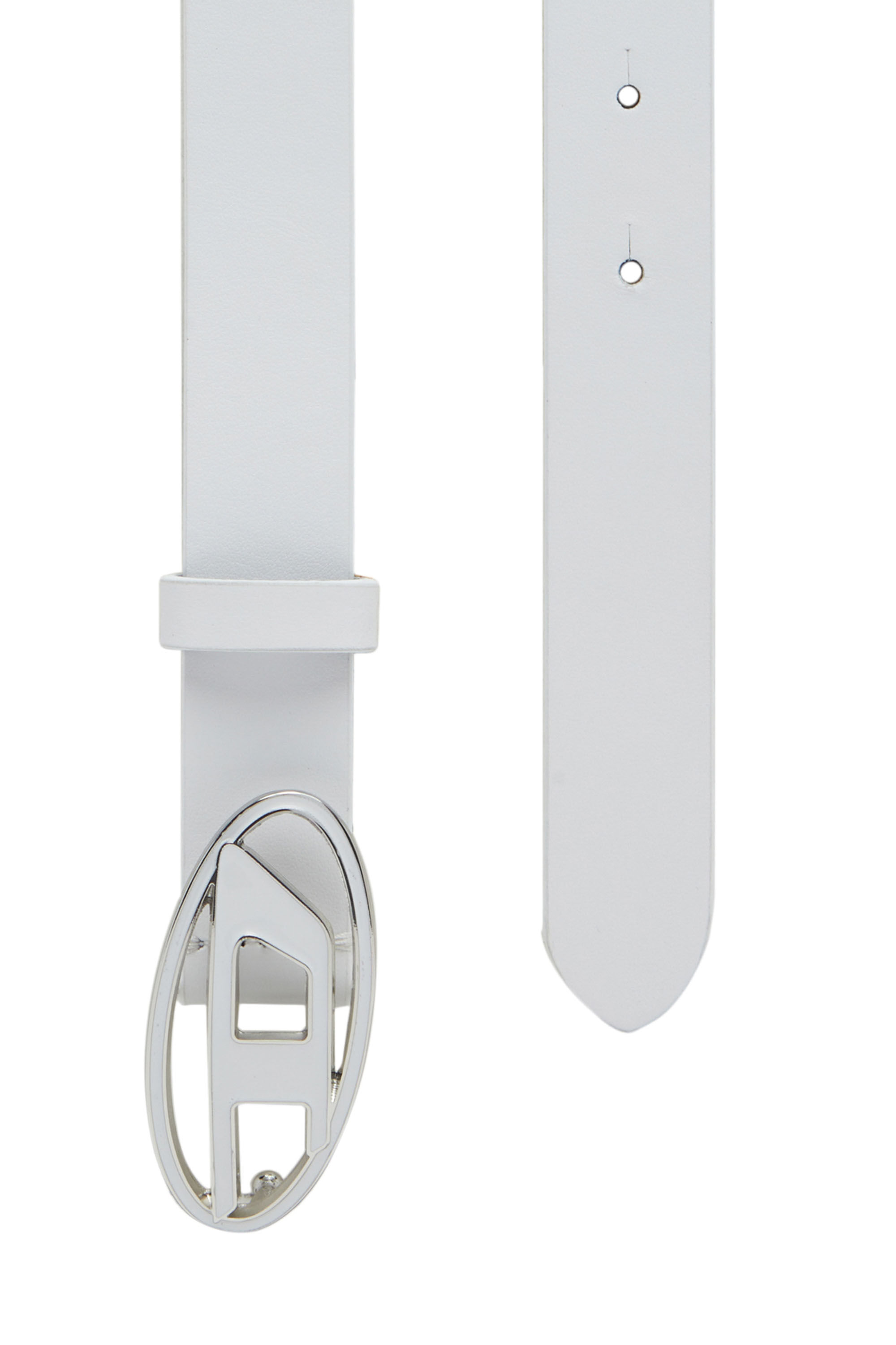 Women's 2.4cm leather belt with enamelled Oval D buckle | White