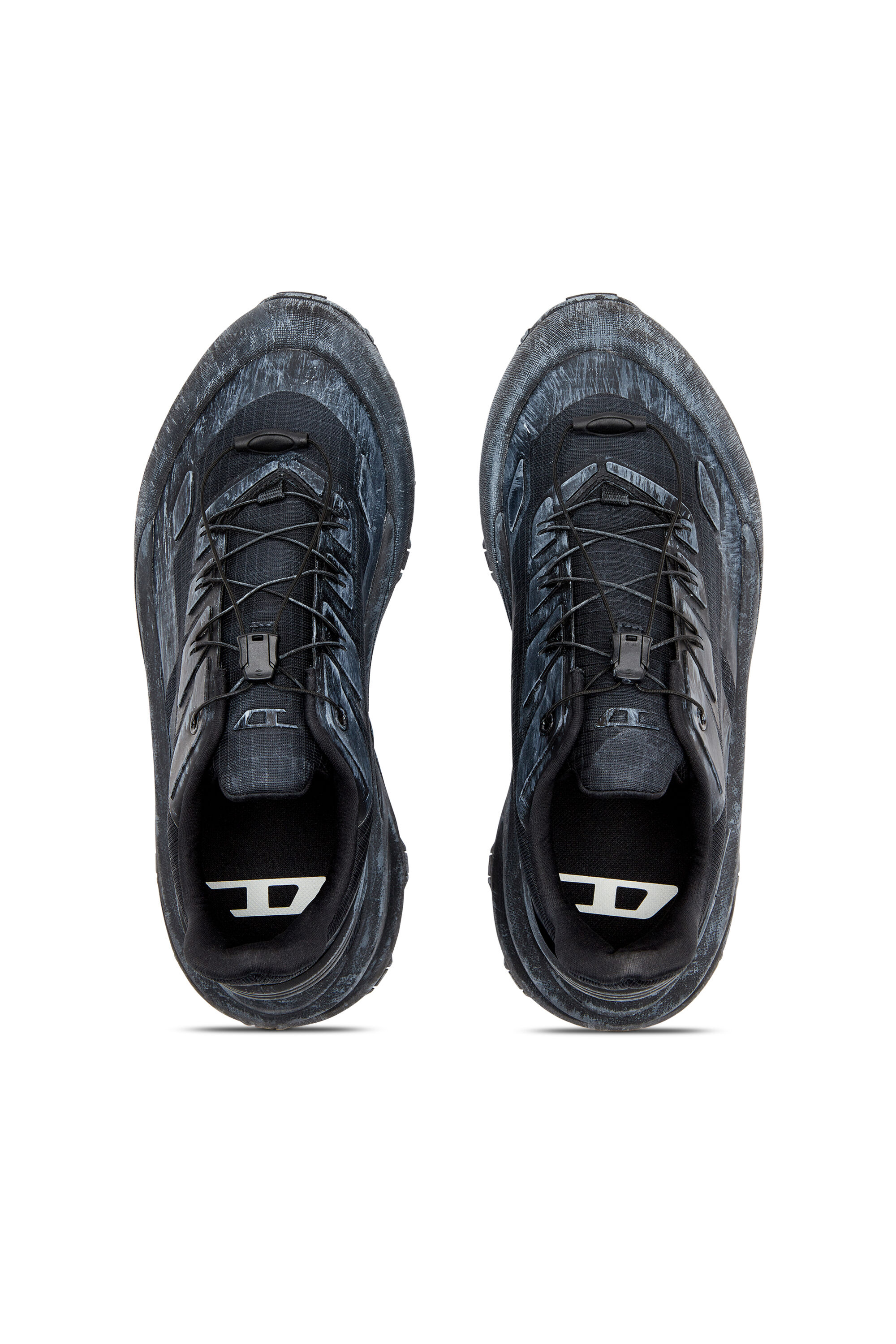 Men's D-Cage-Distressed chunky sneakers in ripstop | Black | Diesel