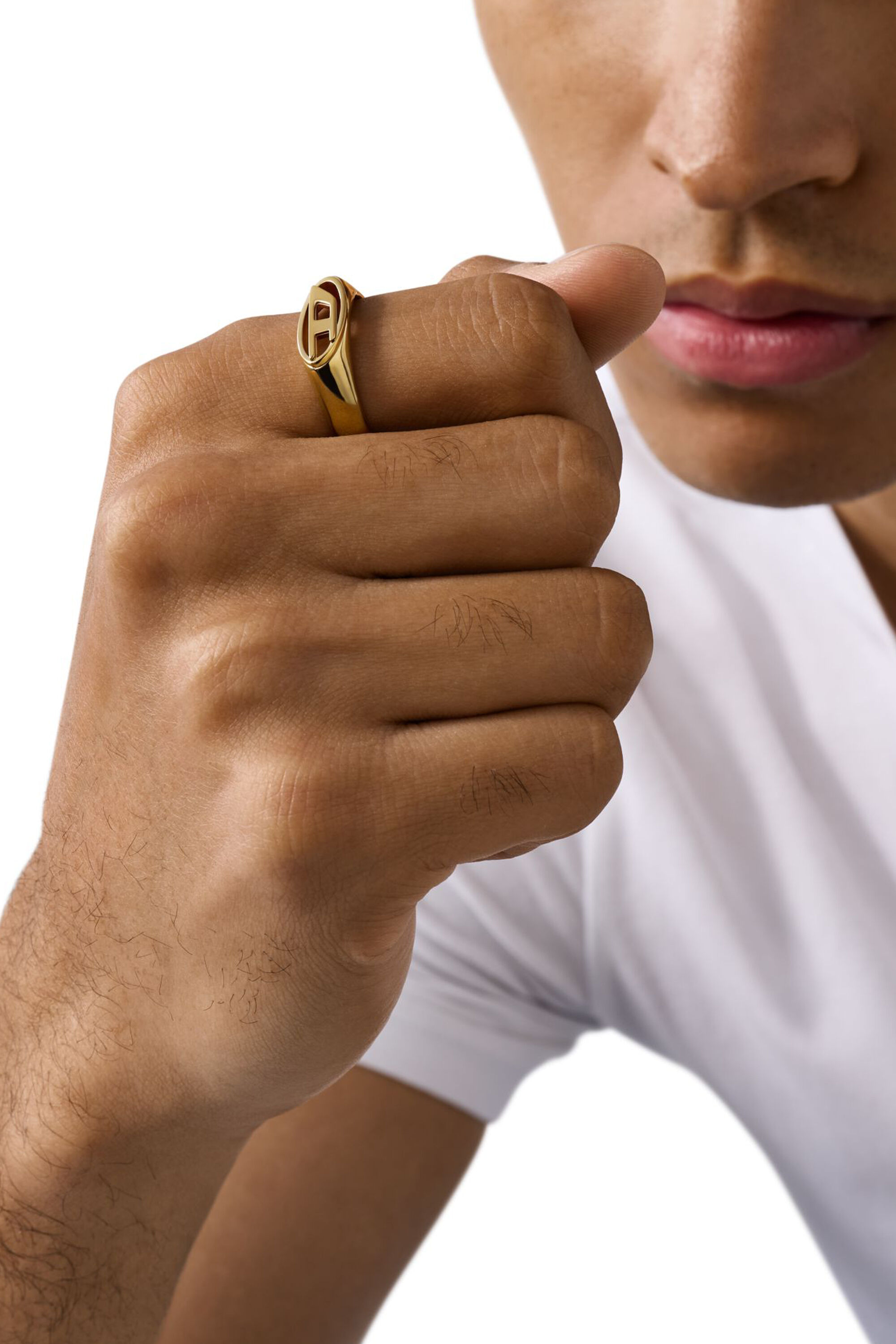 Women's Gold-Tone Stainless Steel Signet Ring | Gold | Diesel