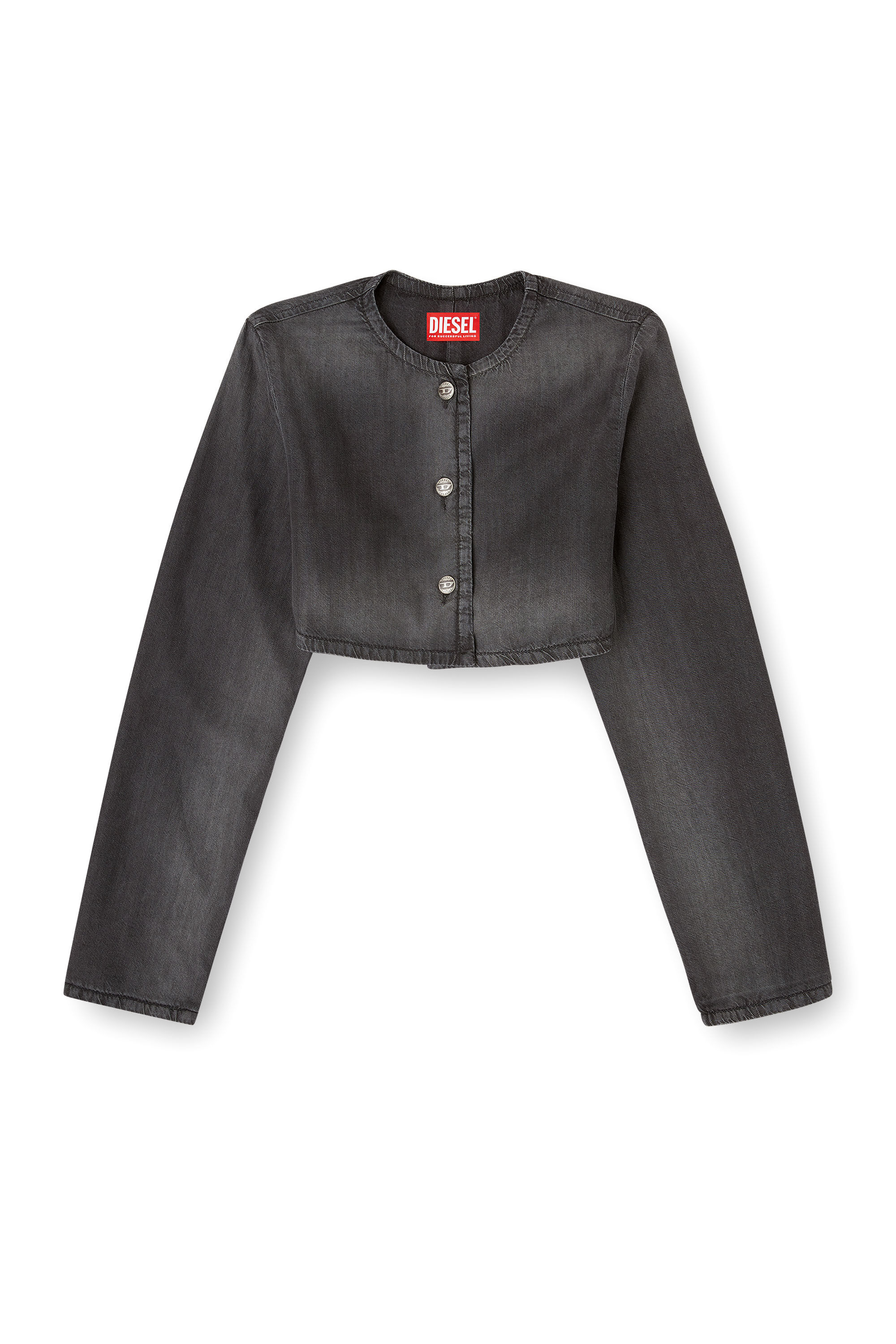 Women's Cropped jacket in lightweight denim | Black | Diesel